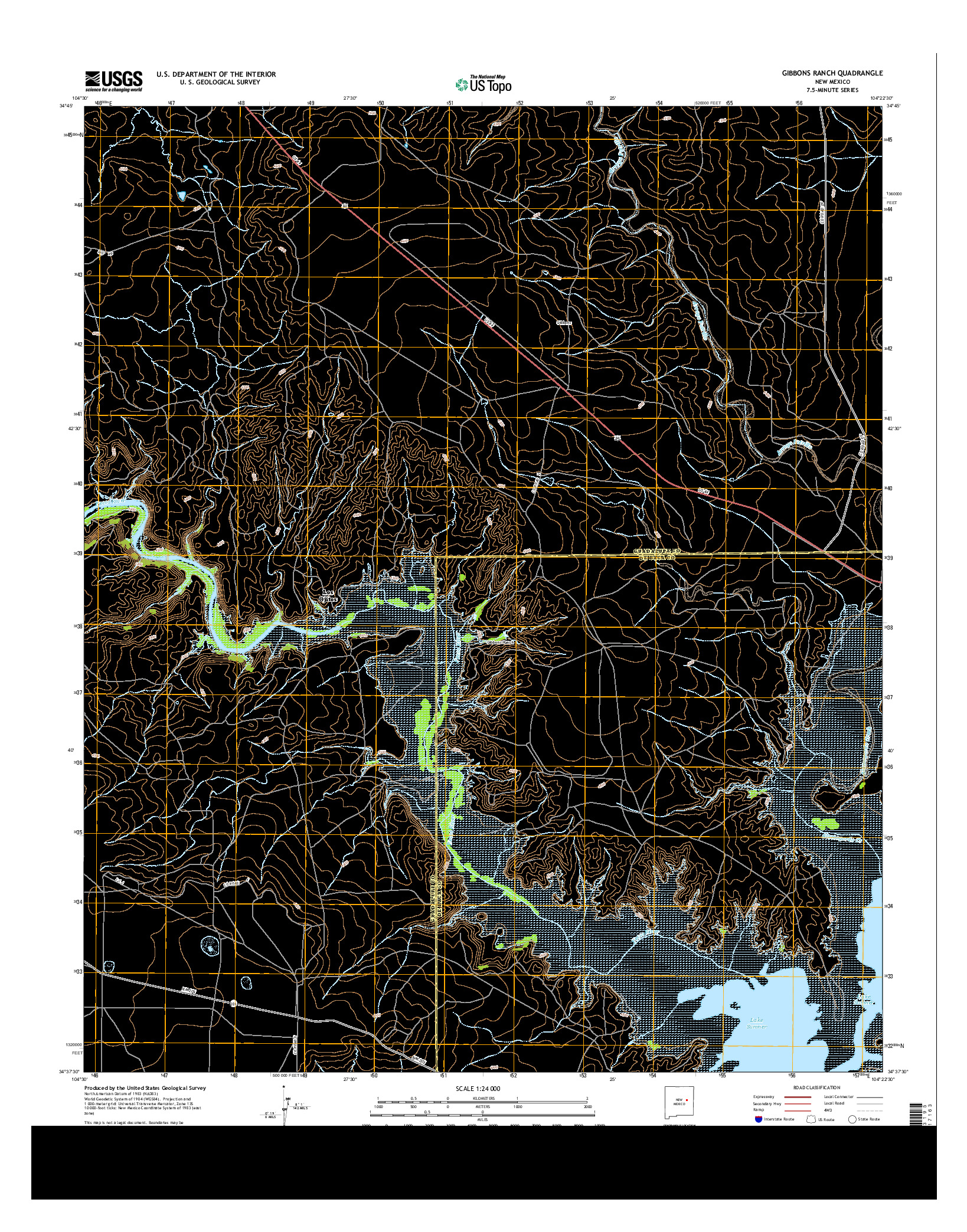 USGS US TOPO 7.5-MINUTE MAP FOR GIBBONS RANCH, NM 2013