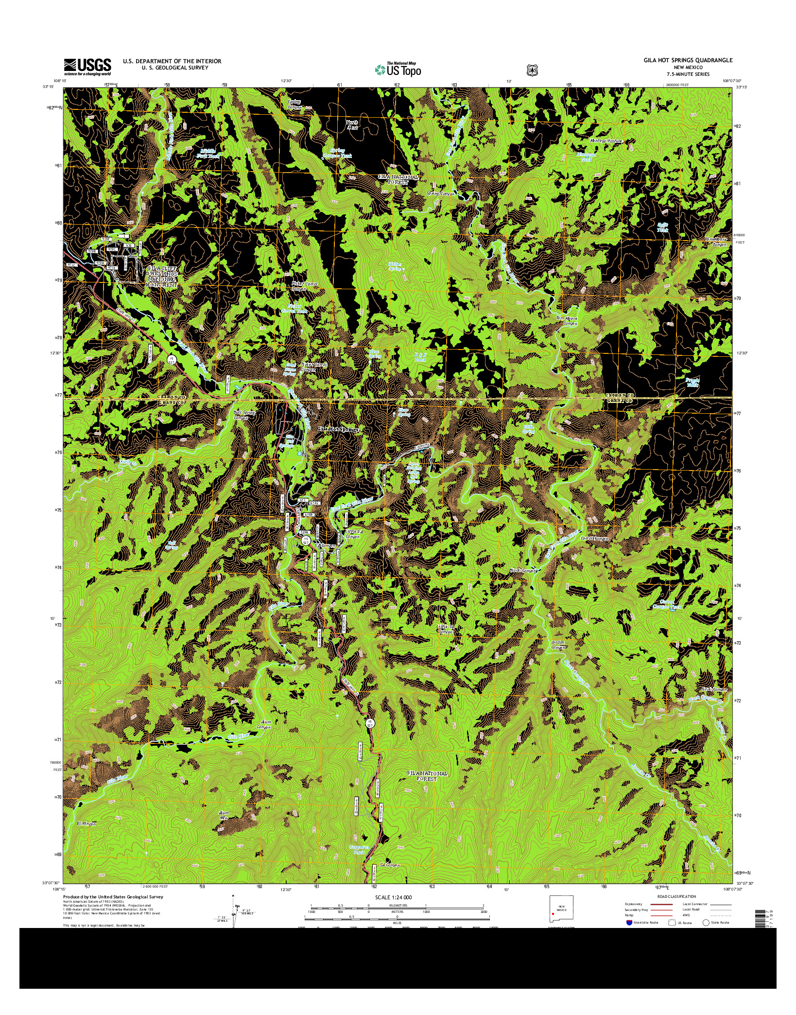 USGS US TOPO 7.5-MINUTE MAP FOR GILA HOT SPRINGS, NM 2013