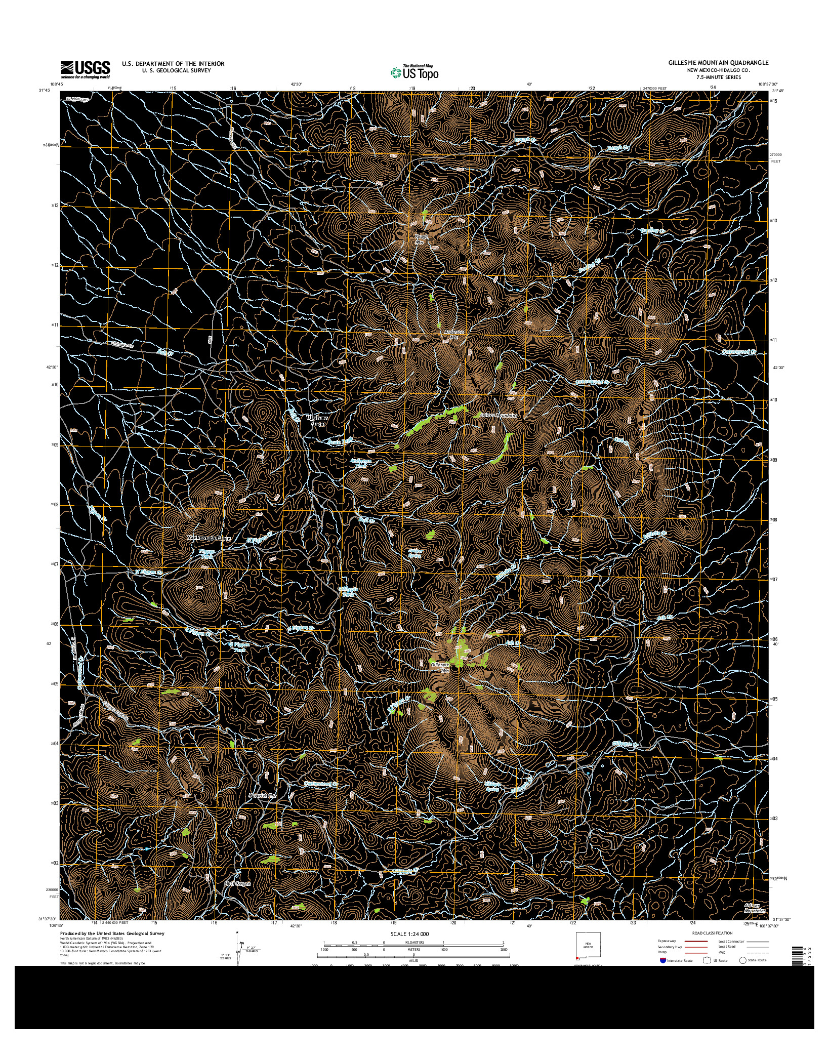 USGS US TOPO 7.5-MINUTE MAP FOR GILLESPIE MOUNTAIN, NM 2013