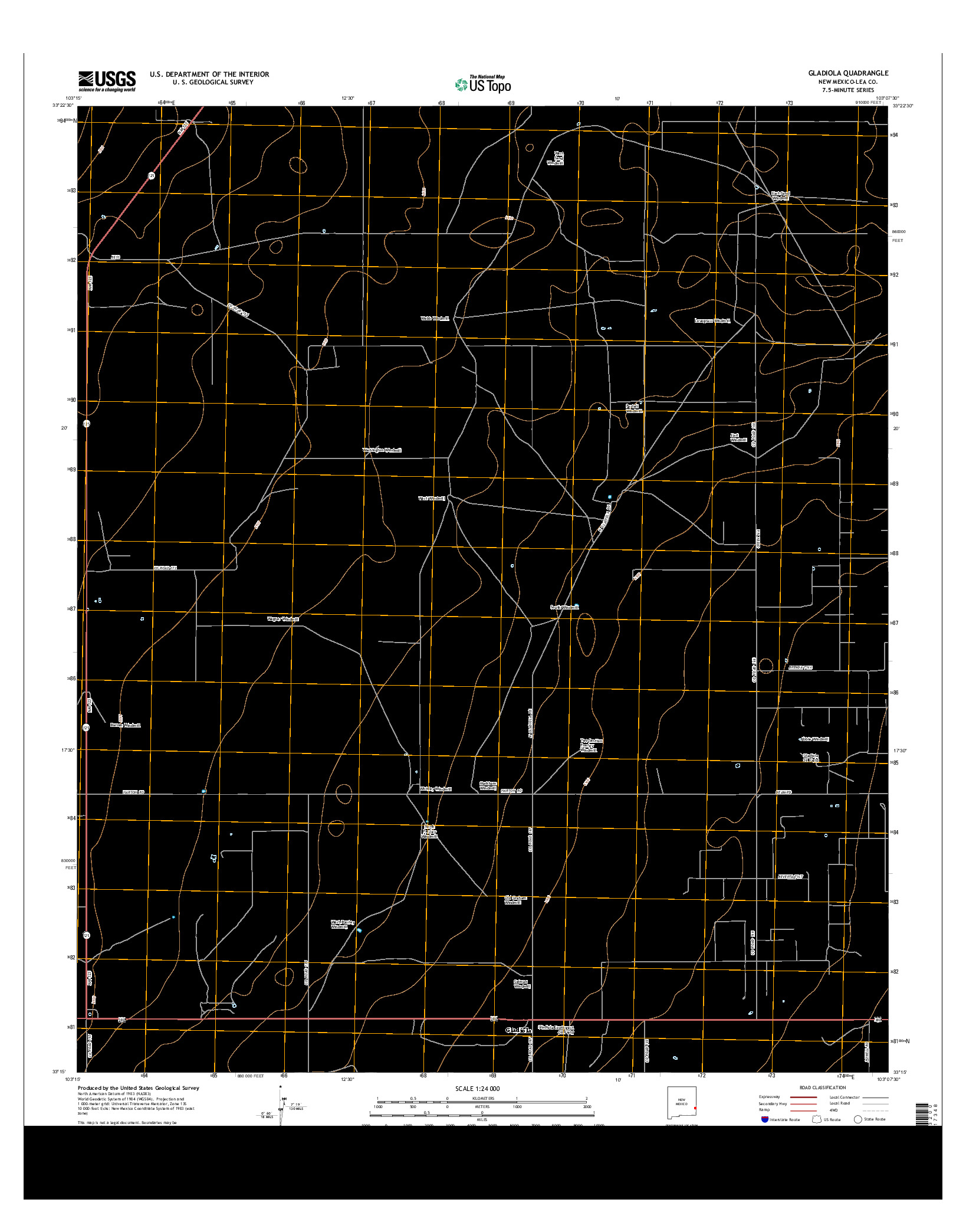 USGS US TOPO 7.5-MINUTE MAP FOR GLADIOLA, NM 2013