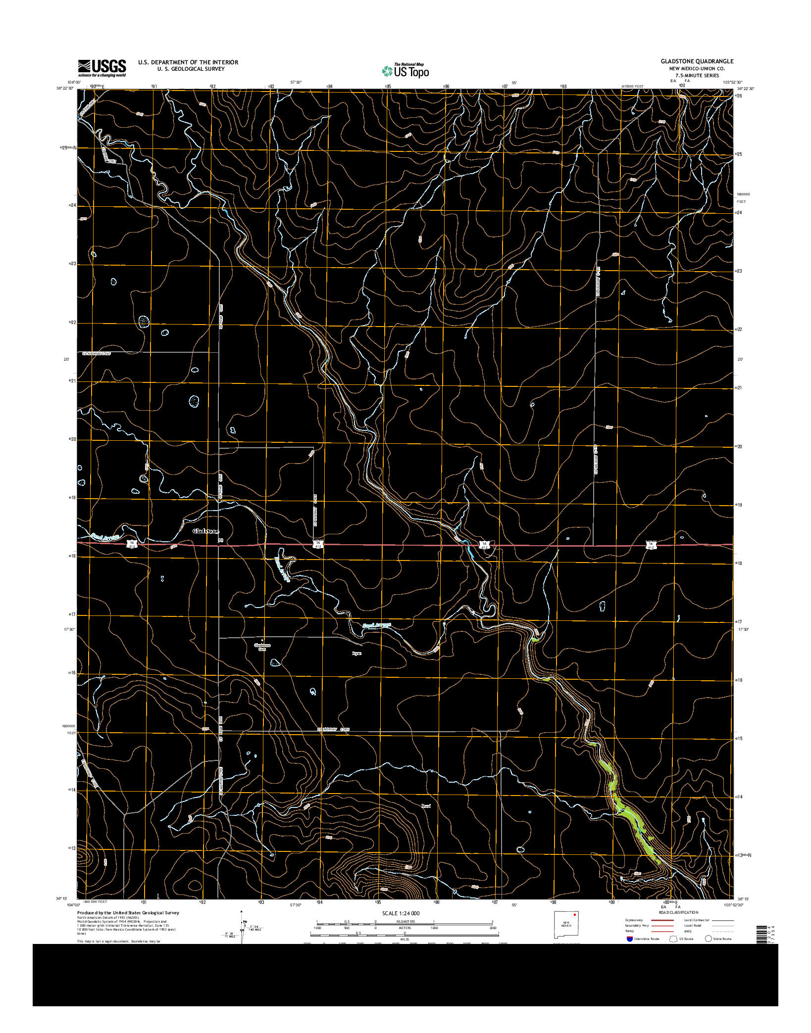 USGS US TOPO 7.5-MINUTE MAP FOR GLADSTONE, NM 2013