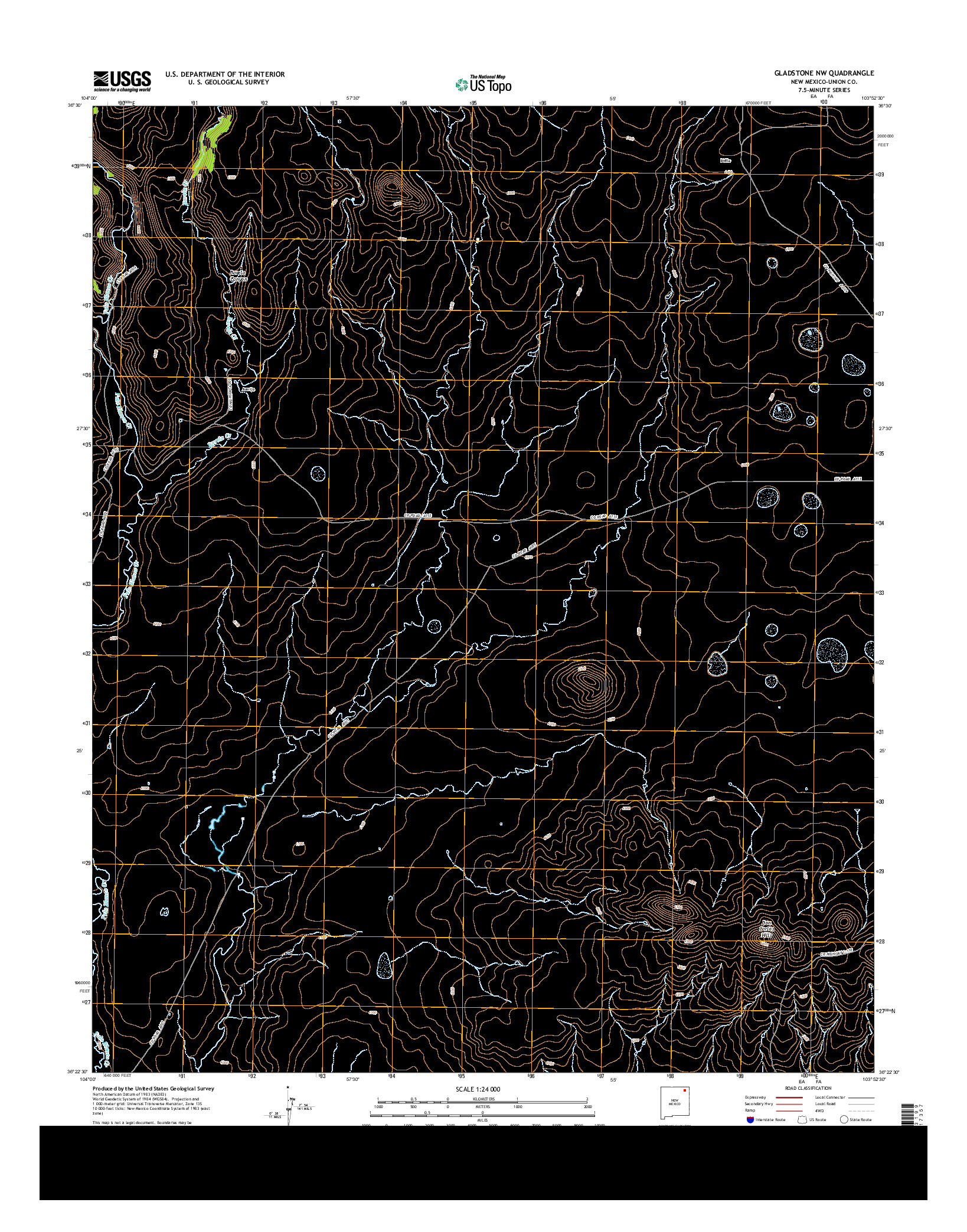 USGS US TOPO 7.5-MINUTE MAP FOR GLADSTONE NW, NM 2013