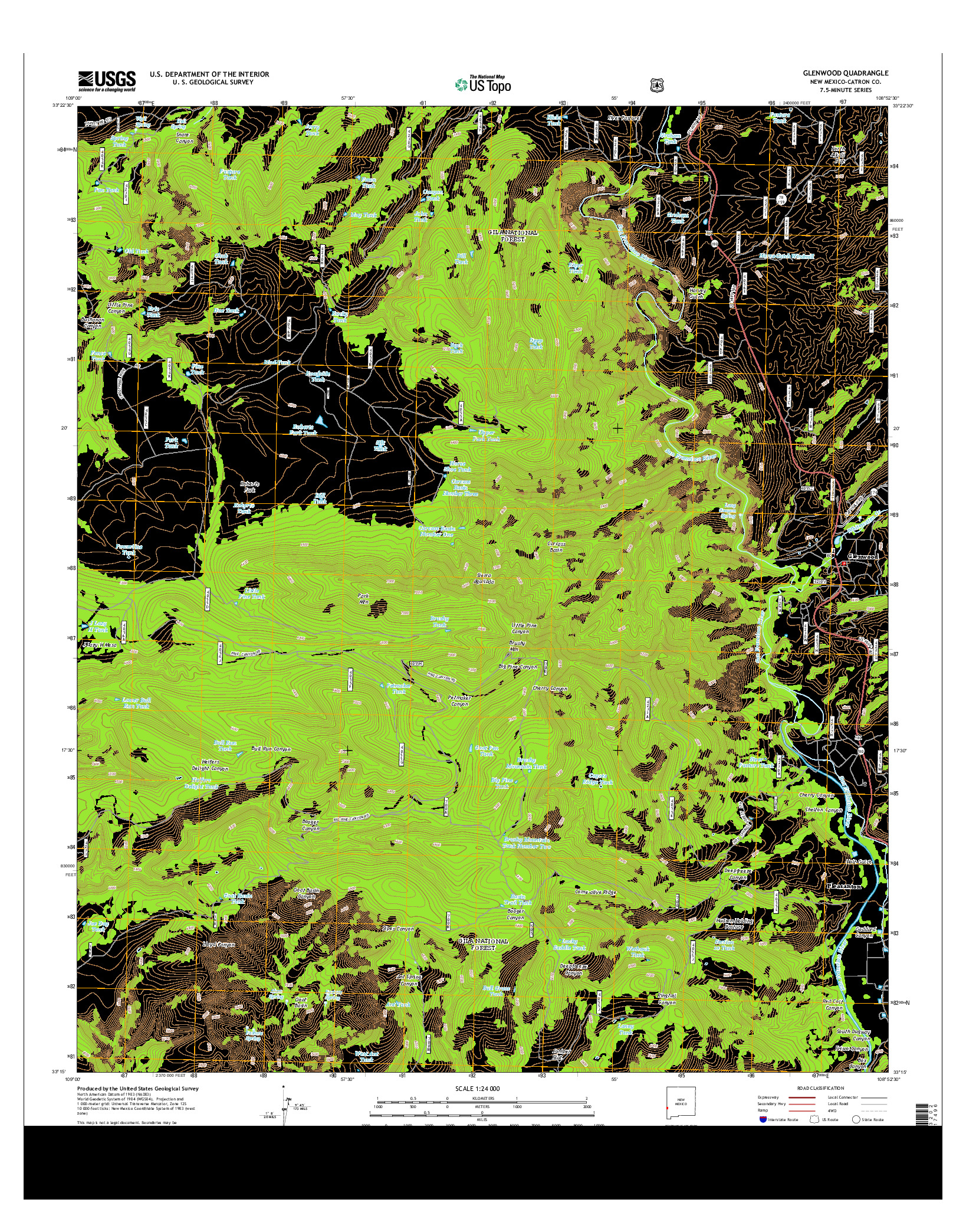 USGS US TOPO 7.5-MINUTE MAP FOR GLENWOOD, NM 2013