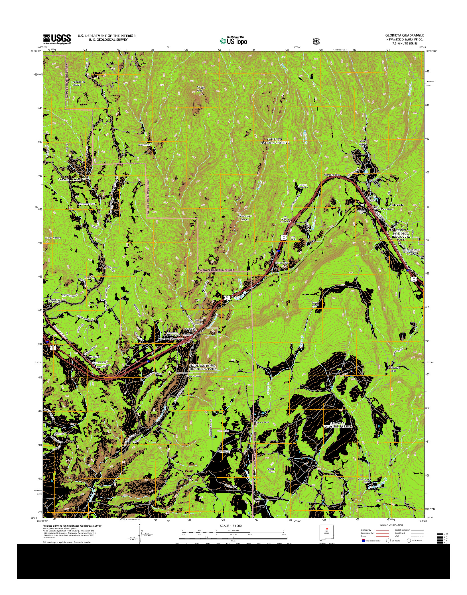 USGS US TOPO 7.5-MINUTE MAP FOR GLORIETA, NM 2013