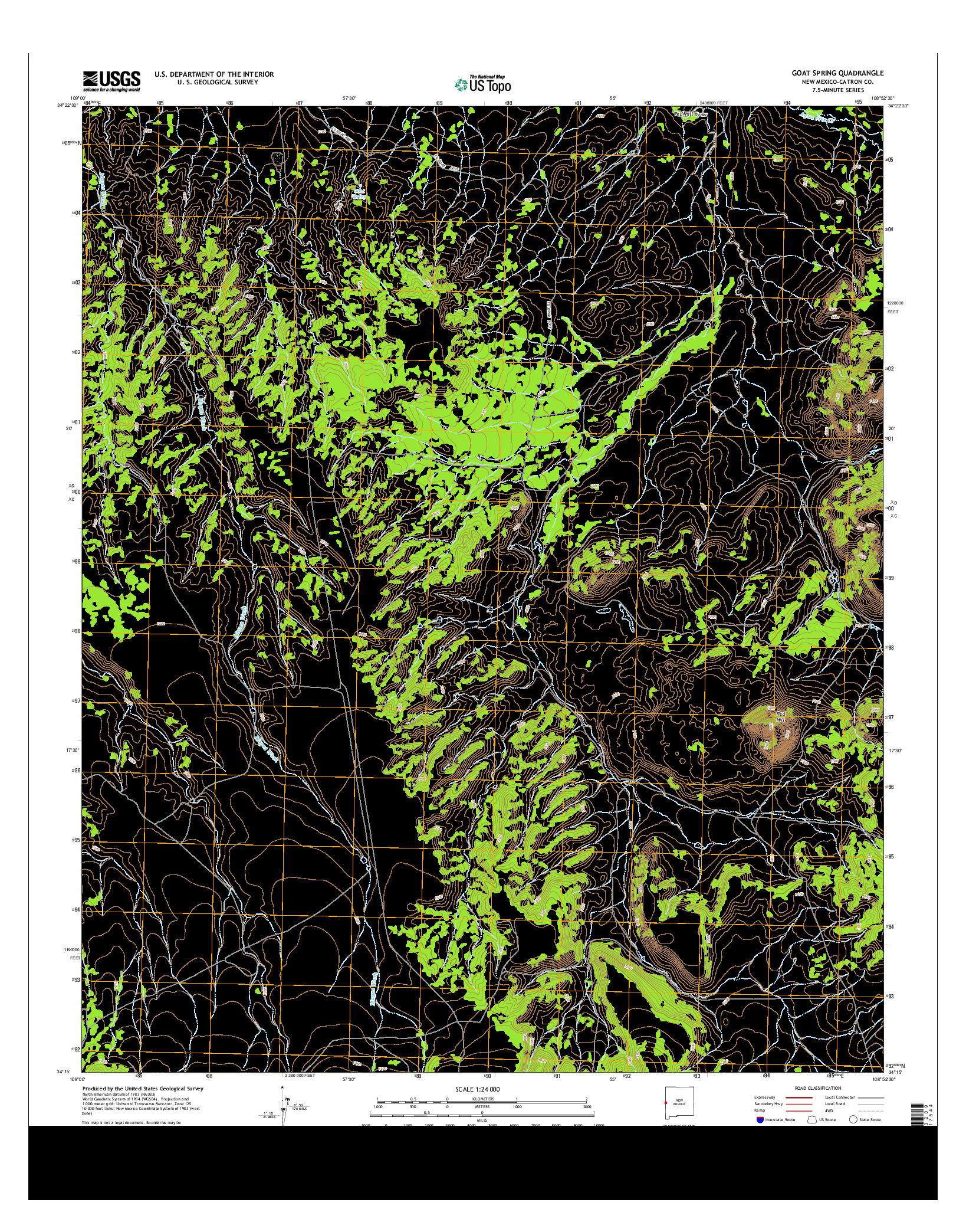 USGS US TOPO 7.5-MINUTE MAP FOR GOAT SPRING, NM 2013