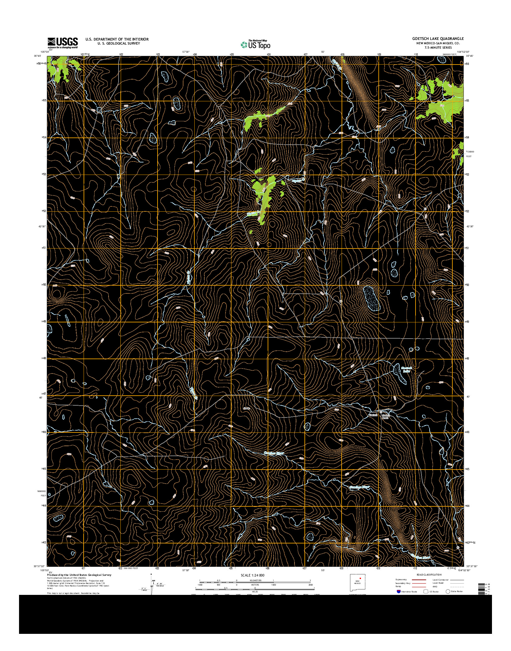 USGS US TOPO 7.5-MINUTE MAP FOR GOETSCH LAKE, NM 2013