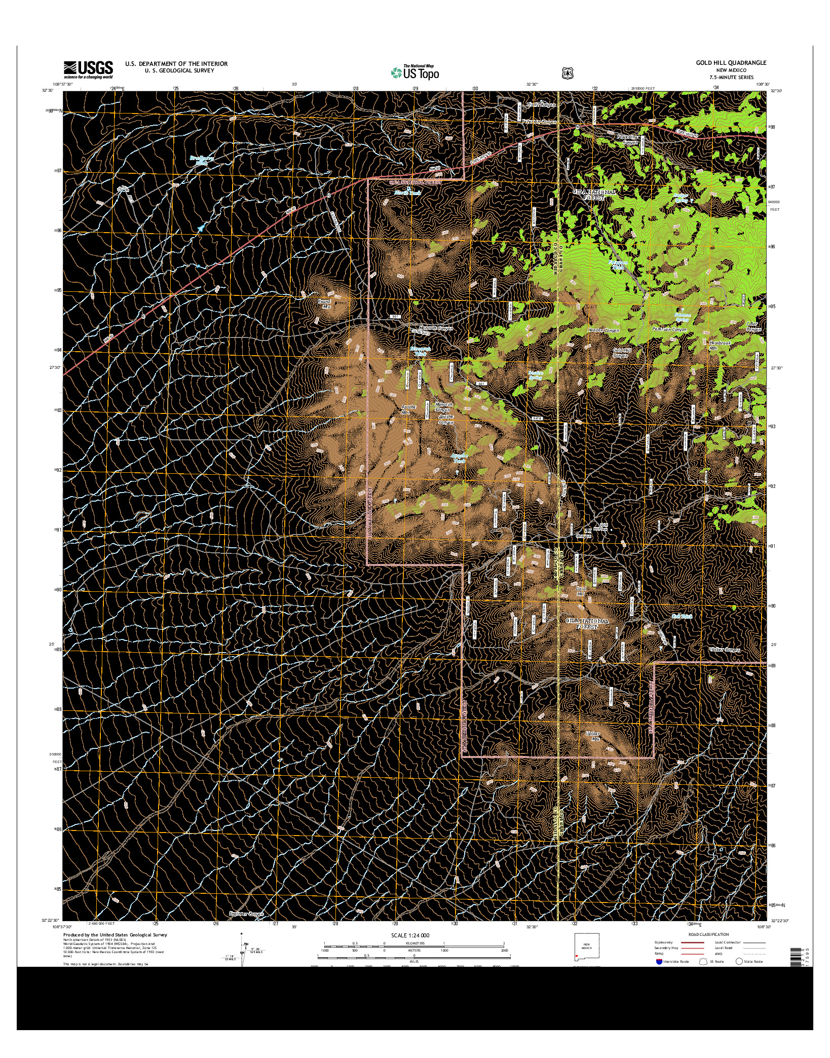 USGS US TOPO 7.5-MINUTE MAP FOR GOLD HILL, NM 2013