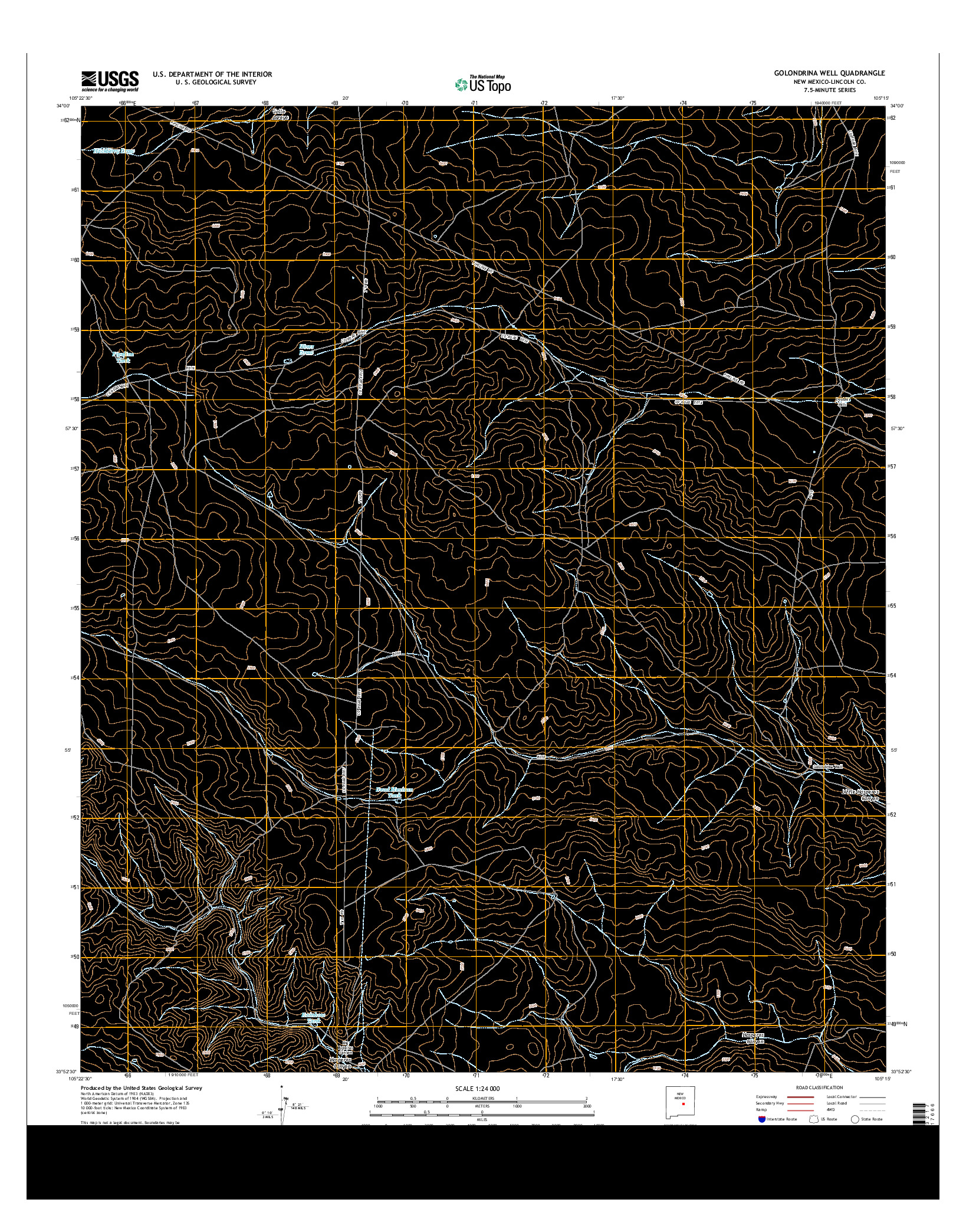 USGS US TOPO 7.5-MINUTE MAP FOR GOLONDRINA WELL, NM 2013