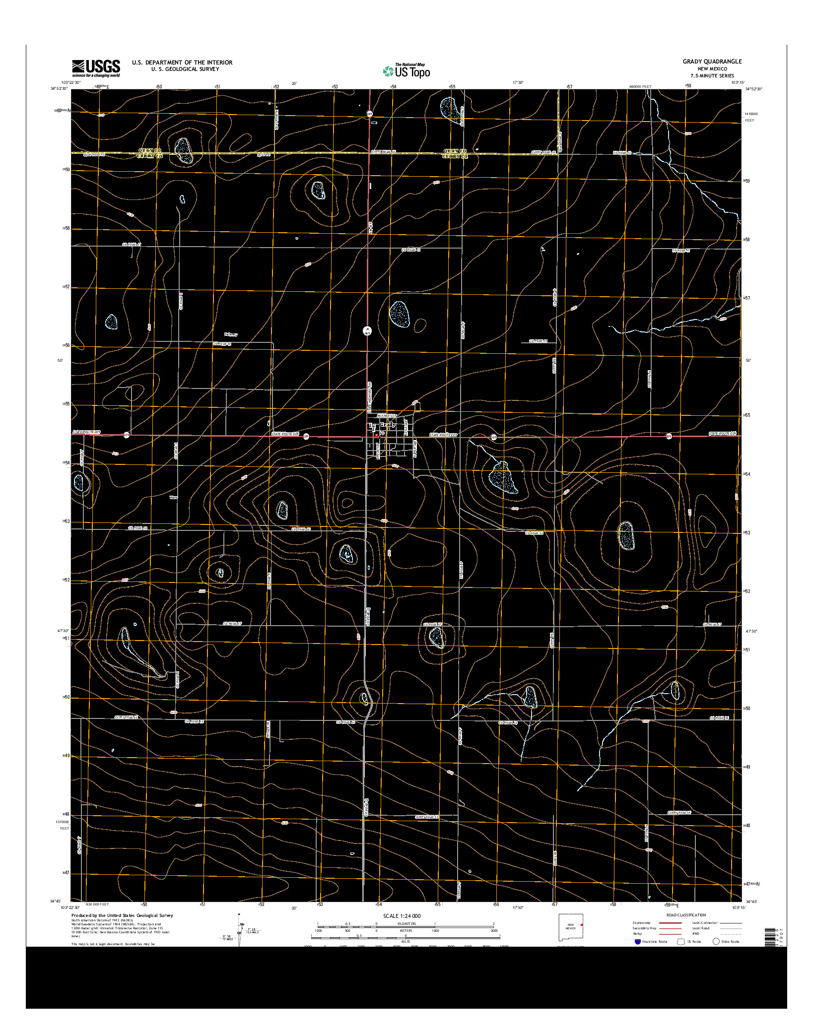 USGS US TOPO 7.5-MINUTE MAP FOR GRADY, NM 2013