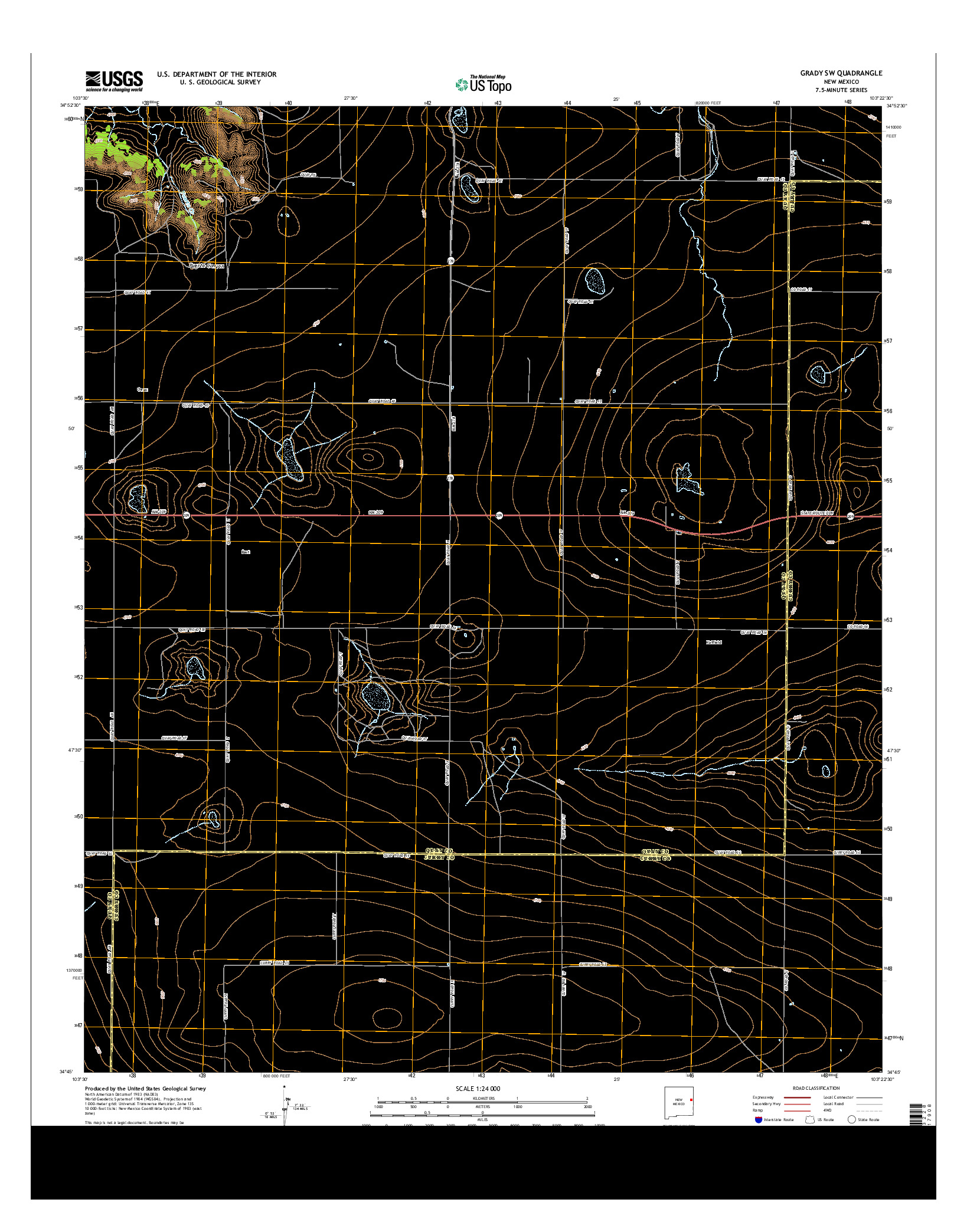 USGS US TOPO 7.5-MINUTE MAP FOR GRADY SW, NM 2013