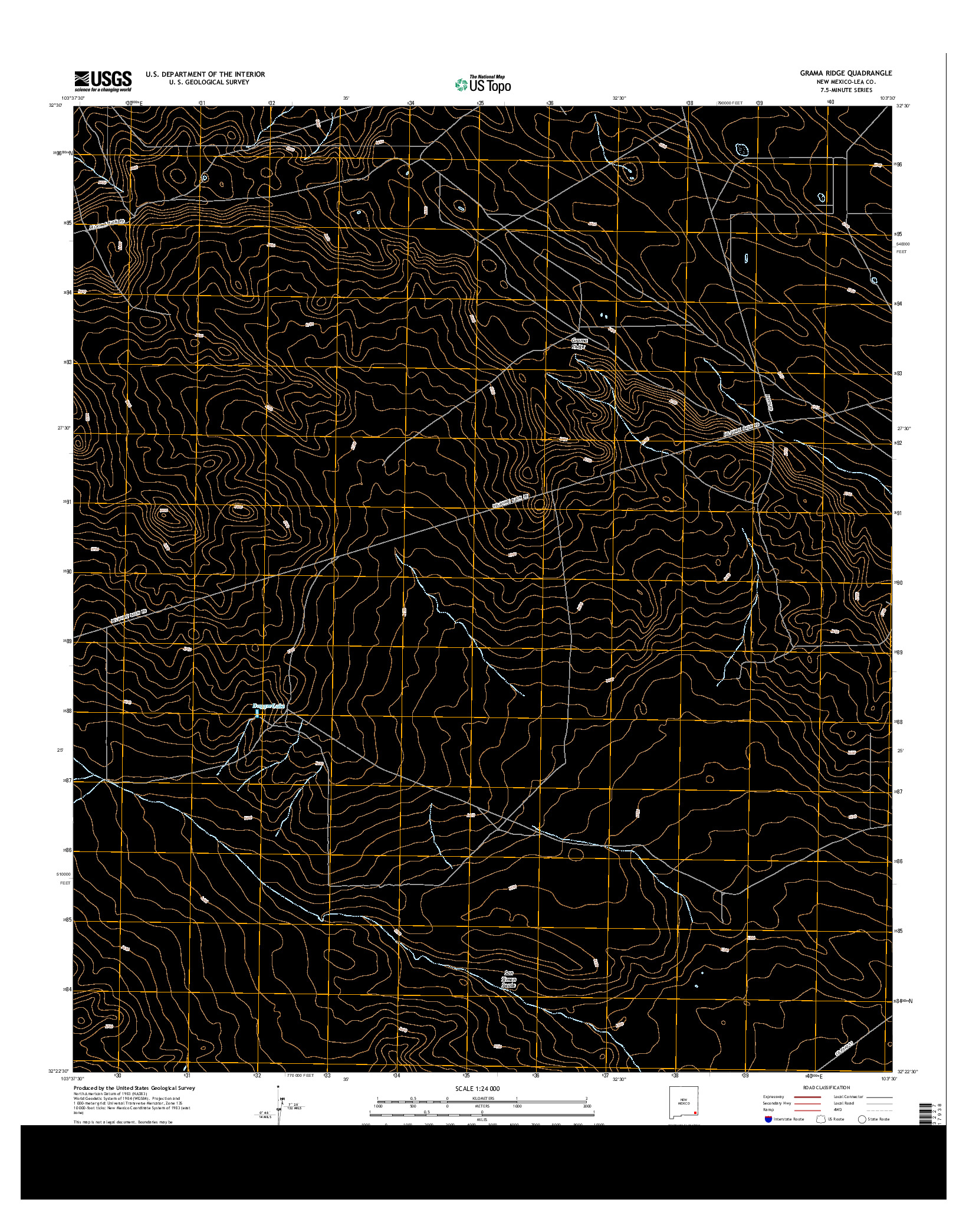 USGS US TOPO 7.5-MINUTE MAP FOR GRAMA RIDGE, NM 2013