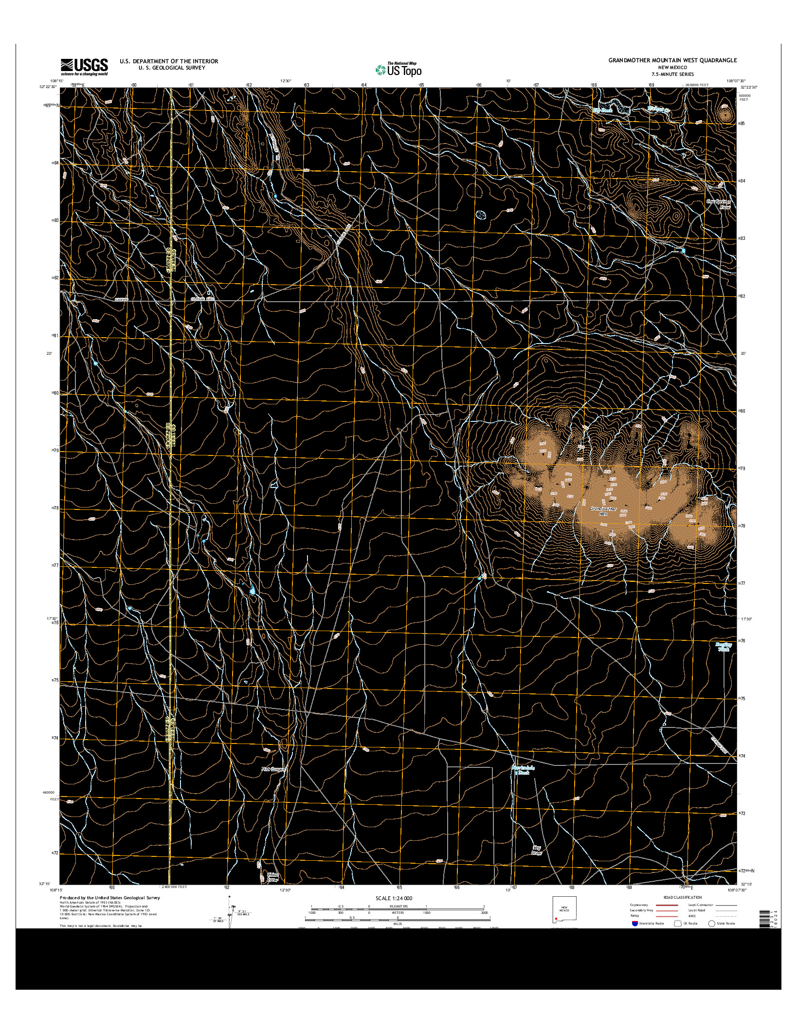 USGS US TOPO 7.5-MINUTE MAP FOR GRANDMOTHER MOUNTAIN WEST, NM 2013