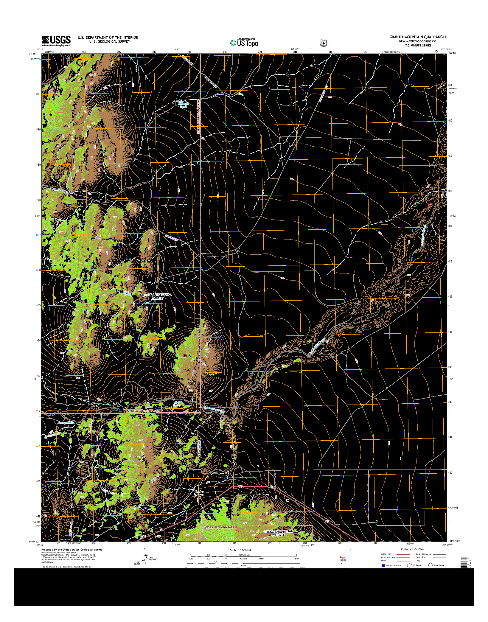 USGS US TOPO 7.5-MINUTE MAP FOR GRANITE MOUNTAIN, NM 2013