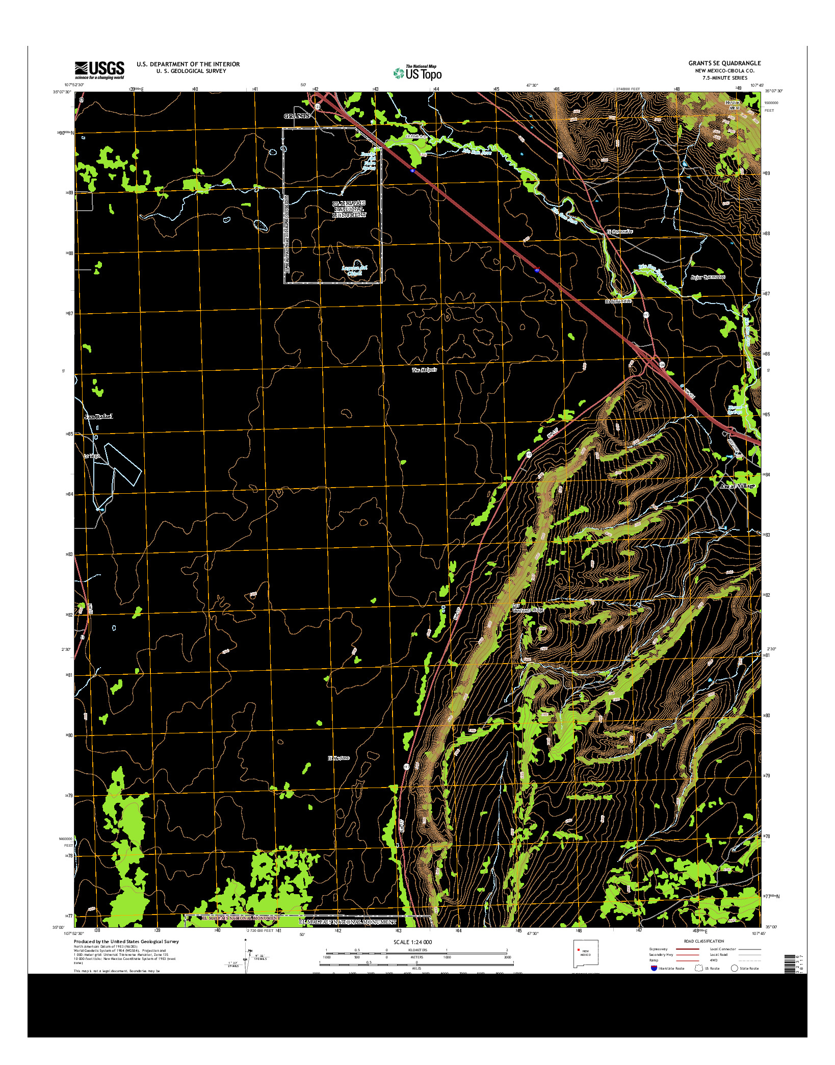 USGS US TOPO 7.5-MINUTE MAP FOR GRANTS SE, NM 2013