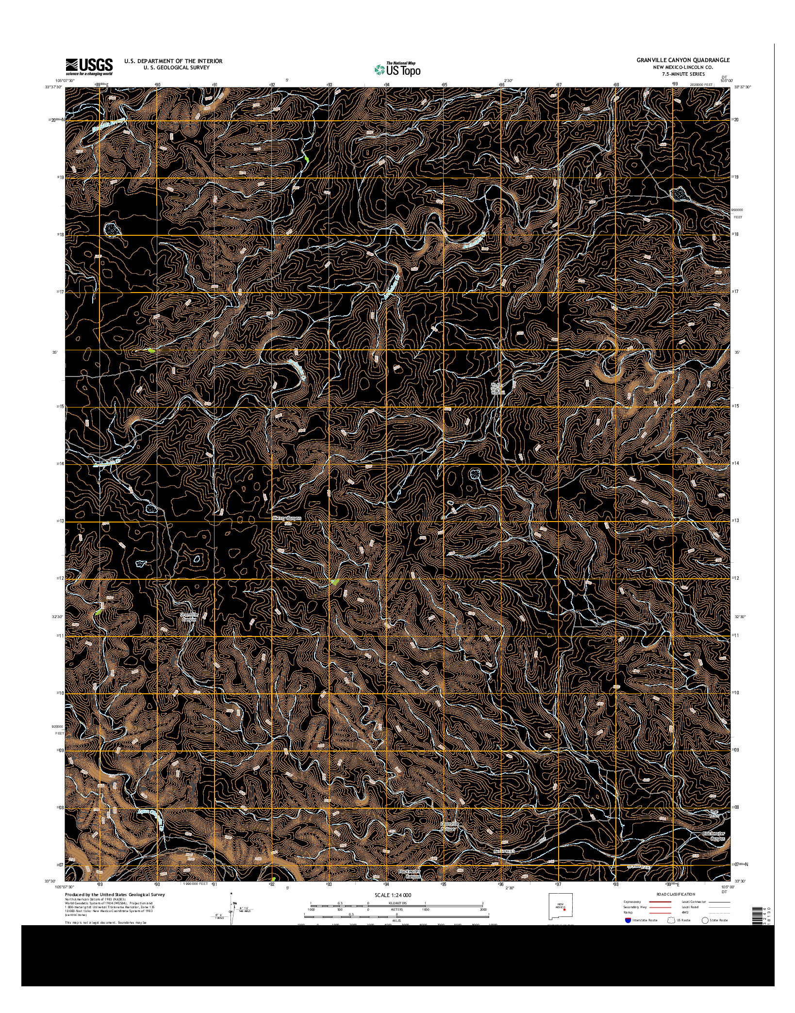 USGS US TOPO 7.5-MINUTE MAP FOR GRANVILLE CANYON, NM 2013