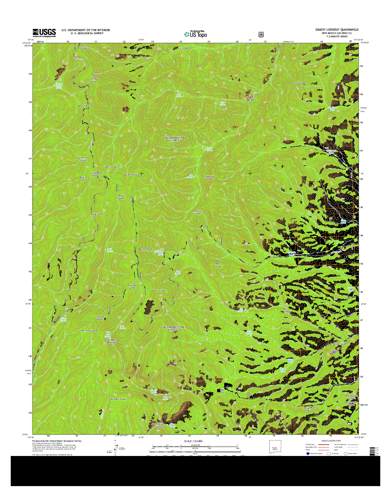 USGS US TOPO 7.5-MINUTE MAP FOR GRASSY LOOKOUT, NM 2013