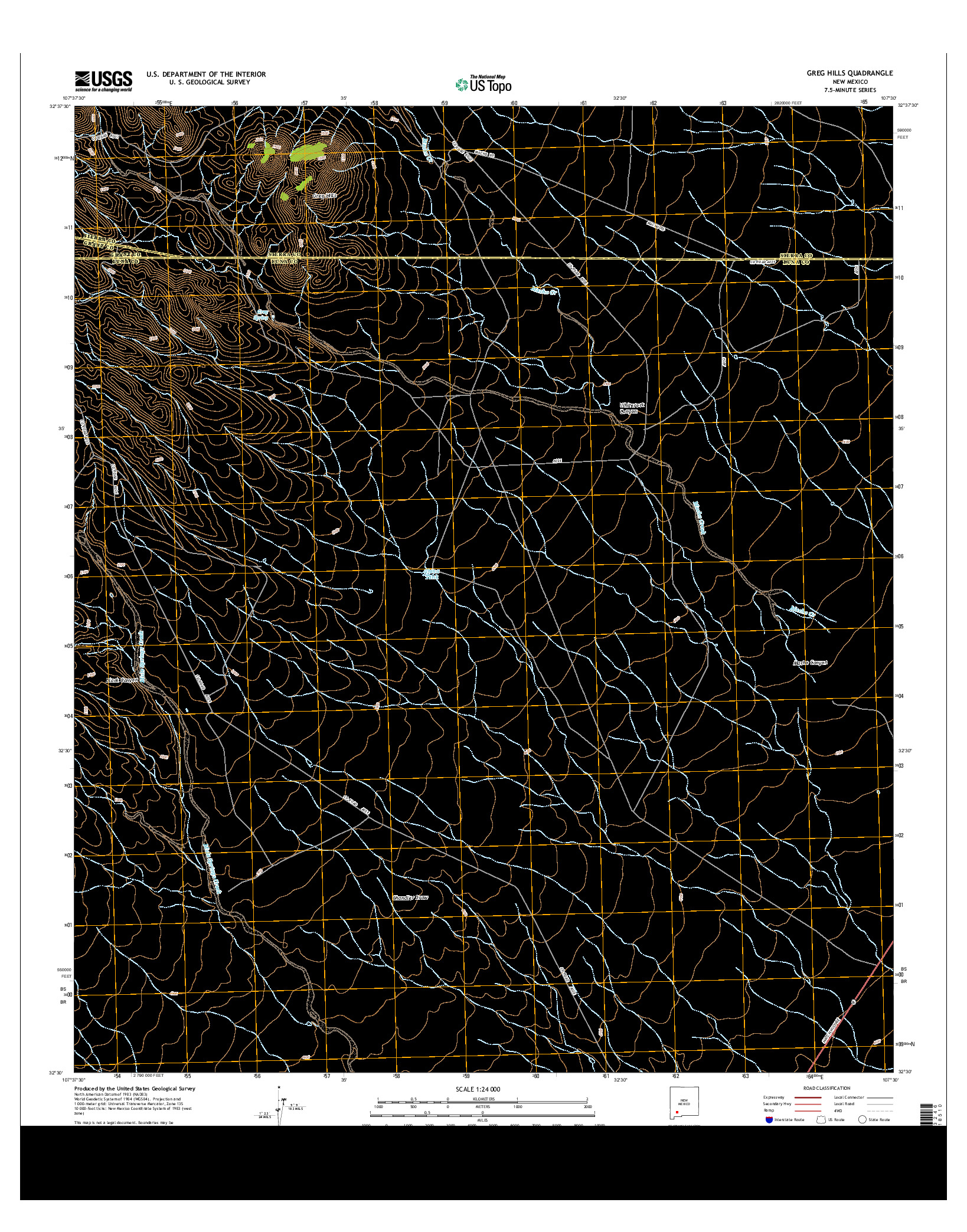 USGS US TOPO 7.5-MINUTE MAP FOR GREG HILLS, NM 2013