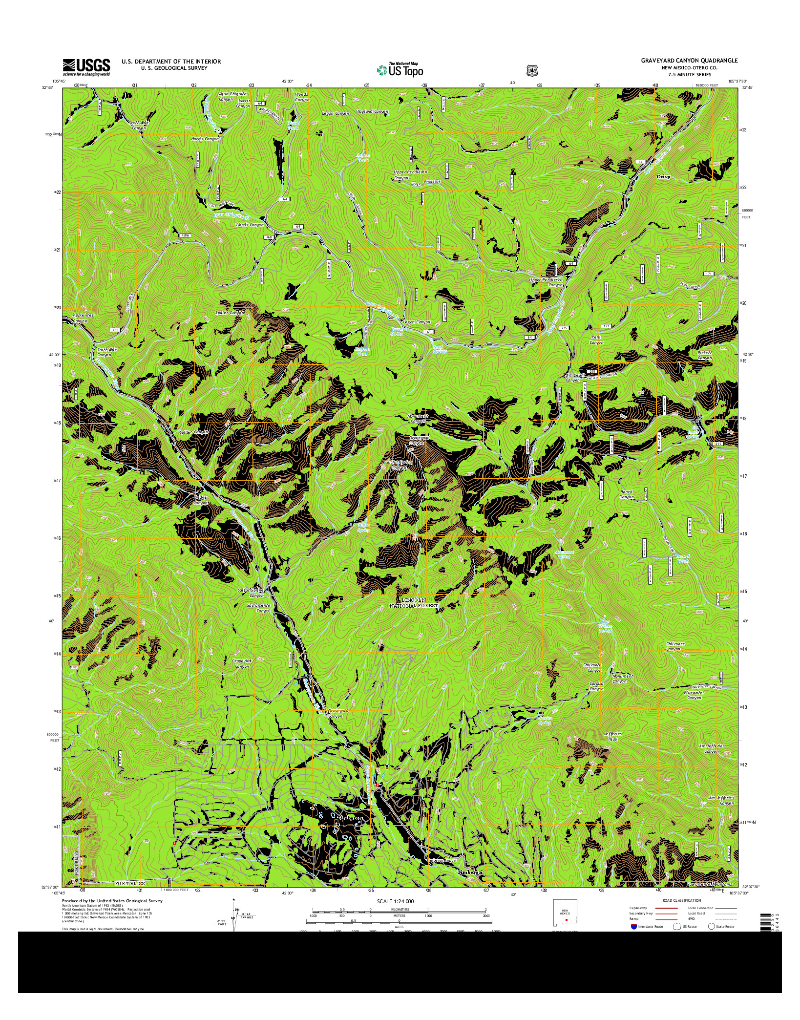 USGS US TOPO 7.5-MINUTE MAP FOR GRAVEYARD CANYON, NM 2013