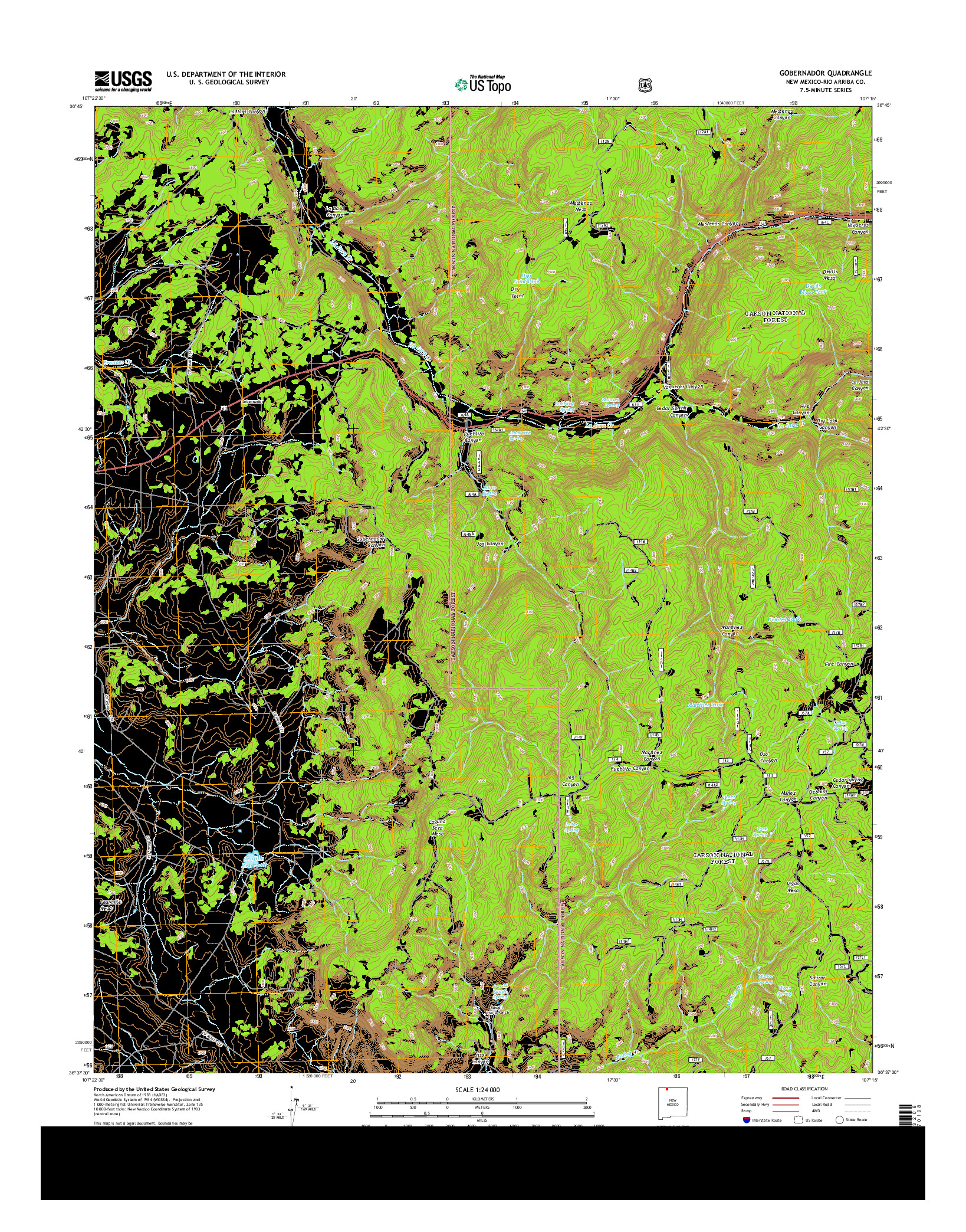 USGS US TOPO 7.5-MINUTE MAP FOR GOBERNADOR, NM 2013