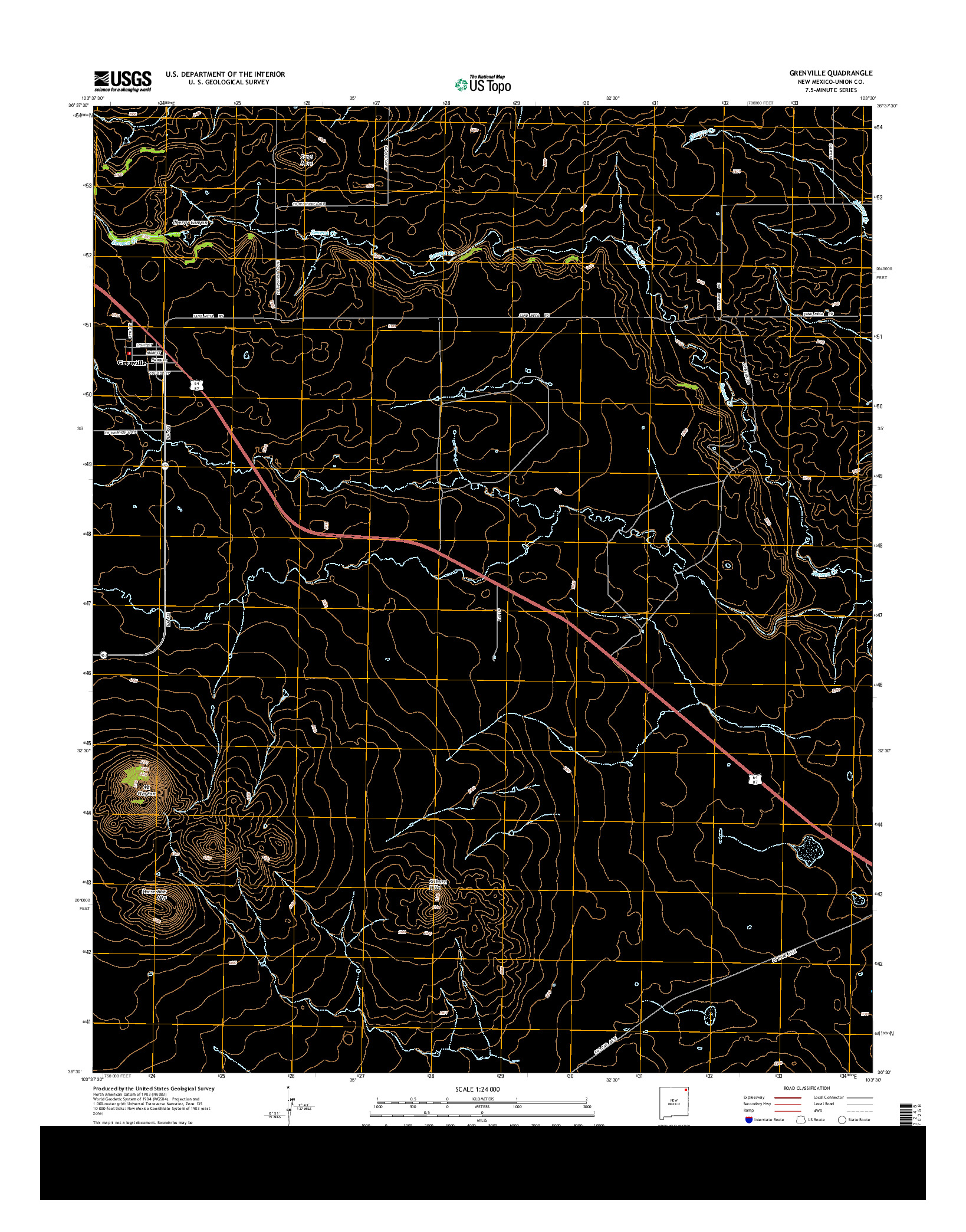 USGS US TOPO 7.5-MINUTE MAP FOR GRENVILLE, NM 2013