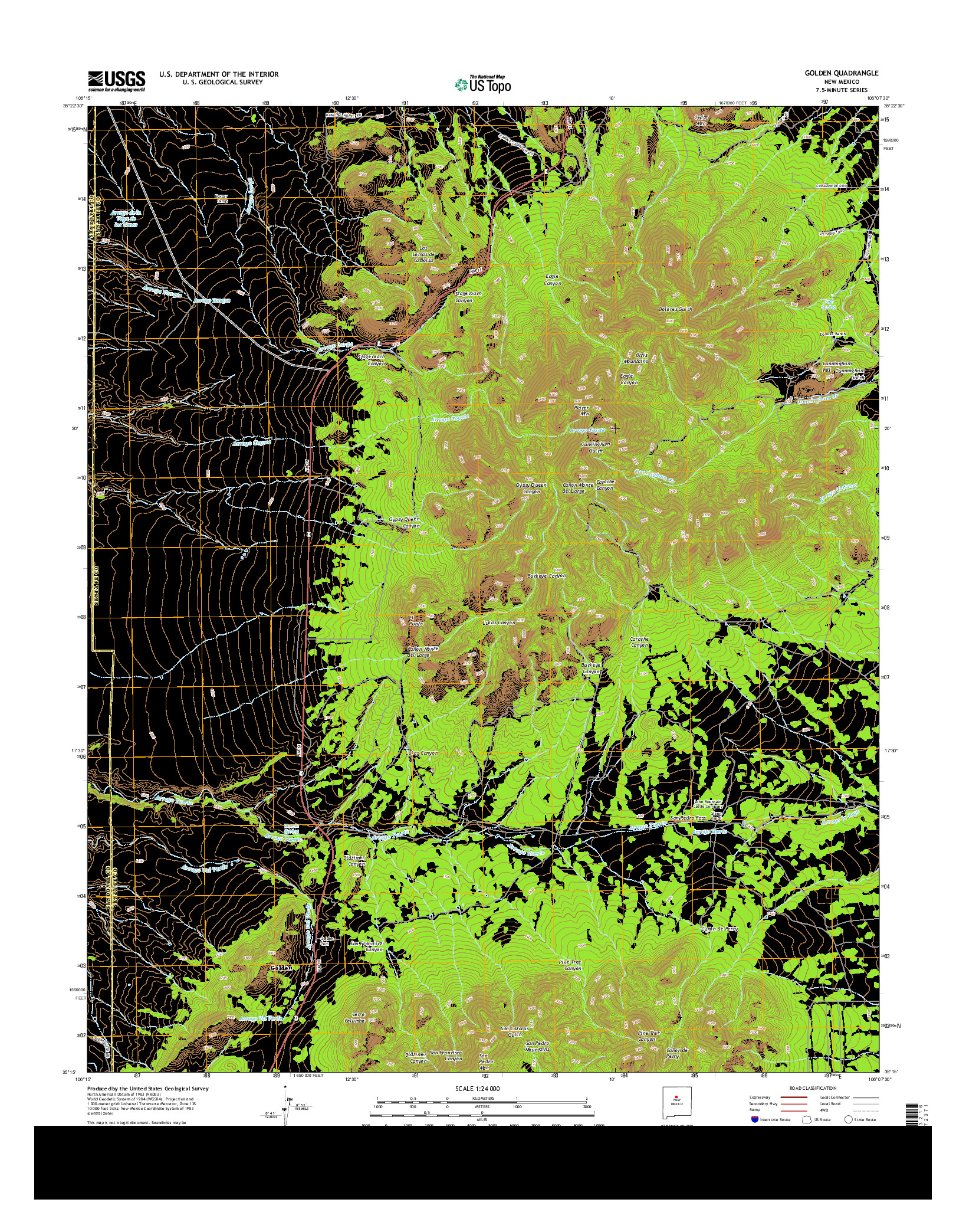 USGS US TOPO 7.5-MINUTE MAP FOR GOLDEN, NM 2013