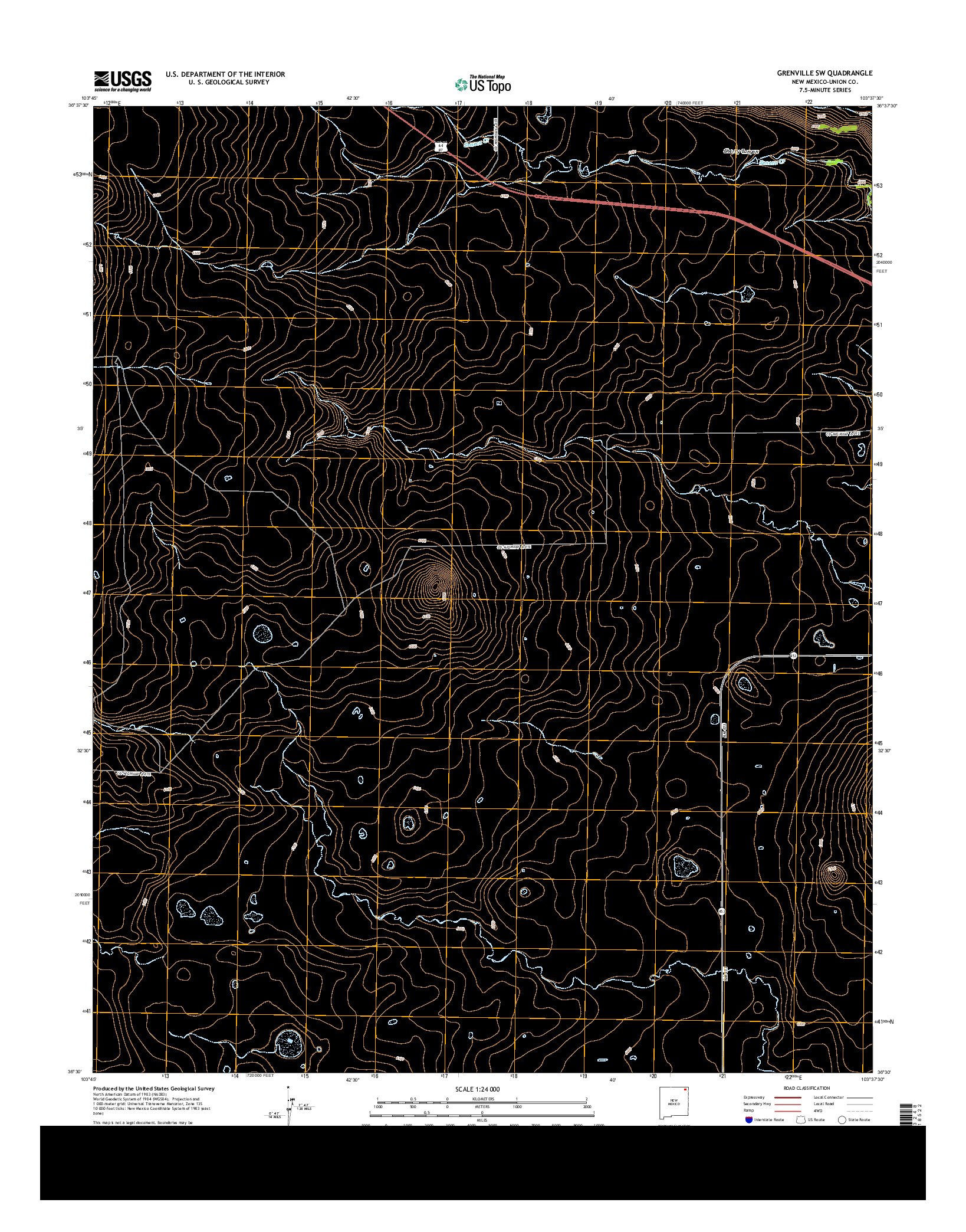 USGS US TOPO 7.5-MINUTE MAP FOR GRENVILLE SW, NM 2013