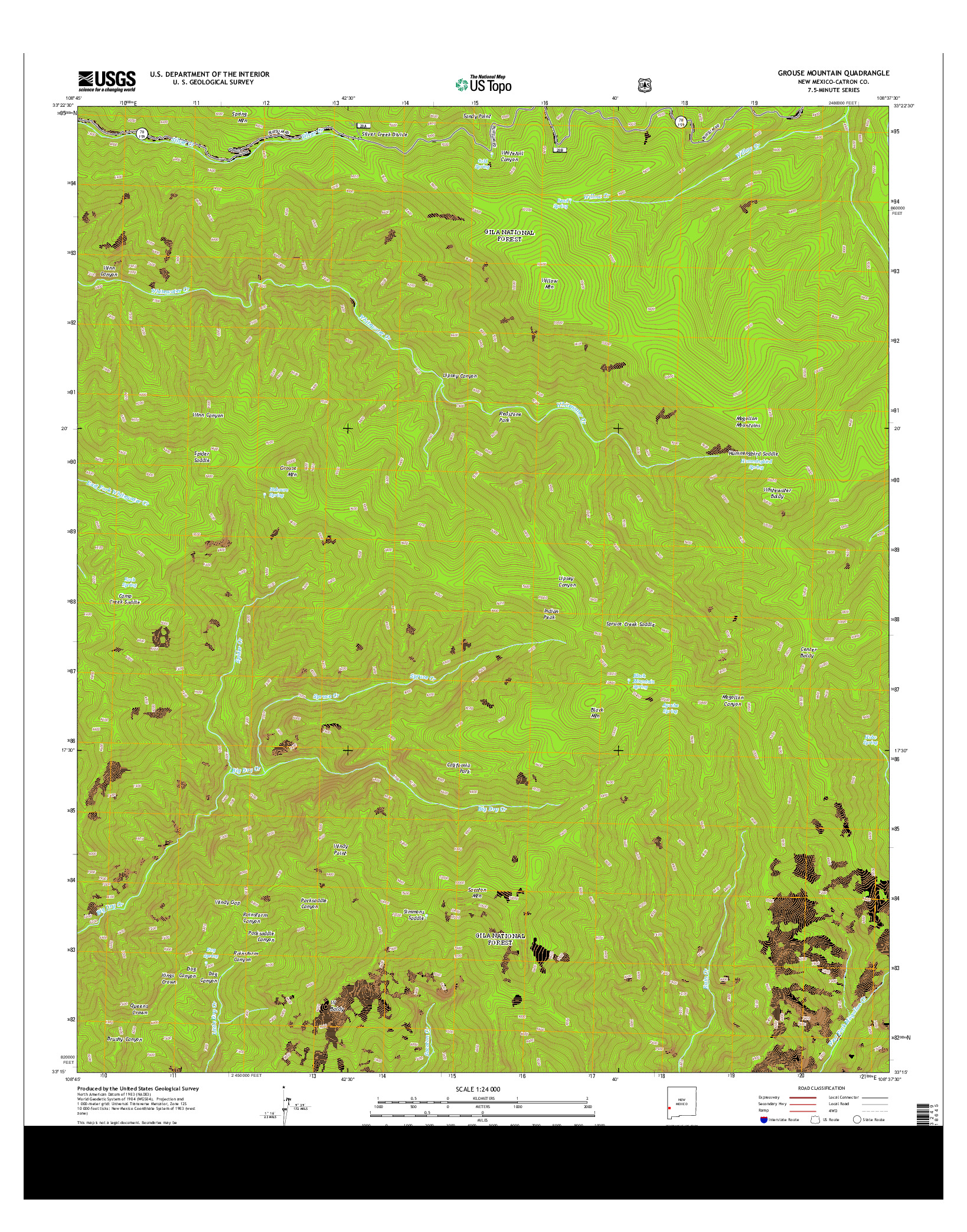 USGS US TOPO 7.5-MINUTE MAP FOR GROUSE MOUNTAIN, NM 2013