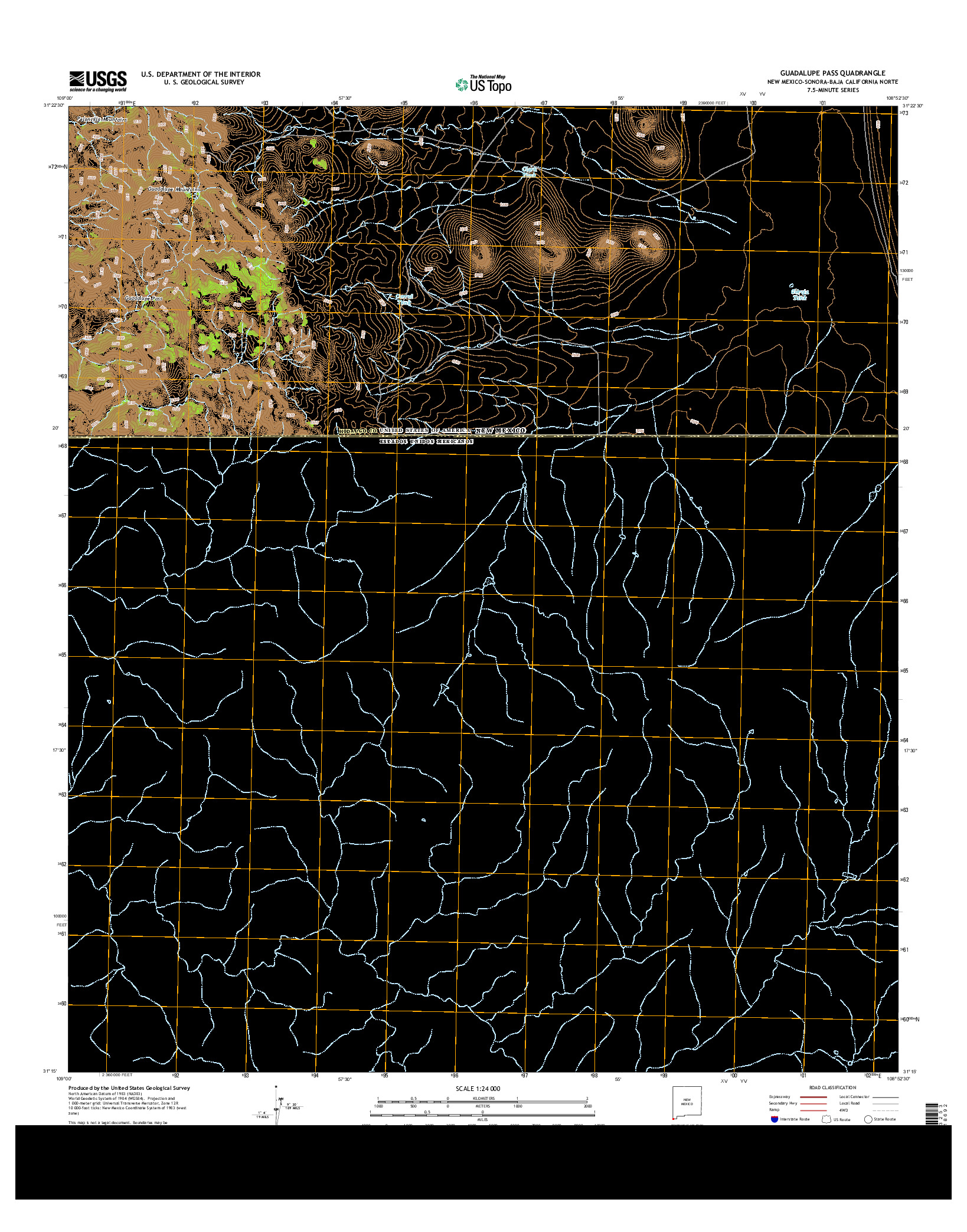 USGS US TOPO 7.5-MINUTE MAP FOR GUADALUPE PASS, NM-SON-BCN 2013