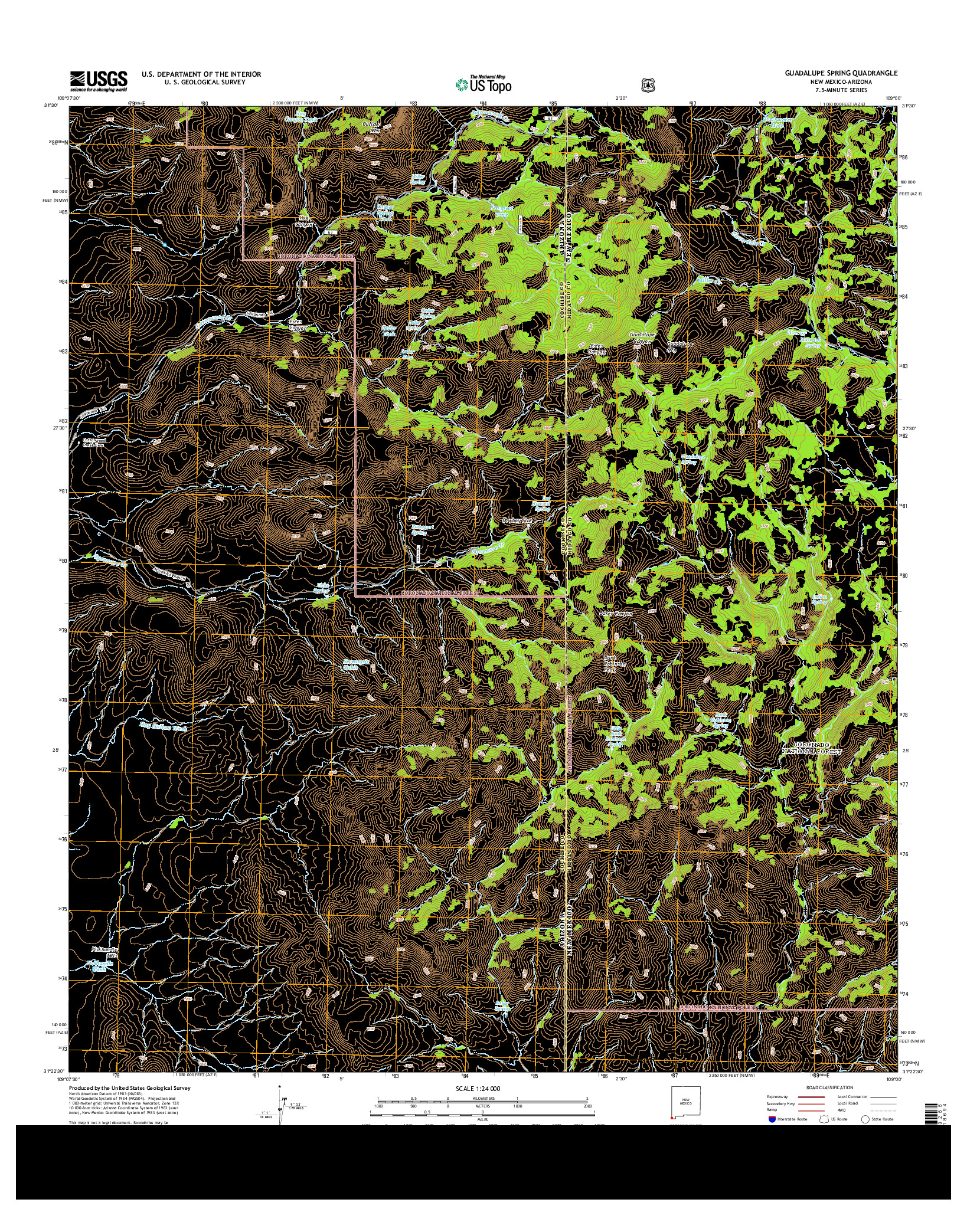 USGS US TOPO 7.5-MINUTE MAP FOR GUADALUPE SPRING, NM-AZ 2013