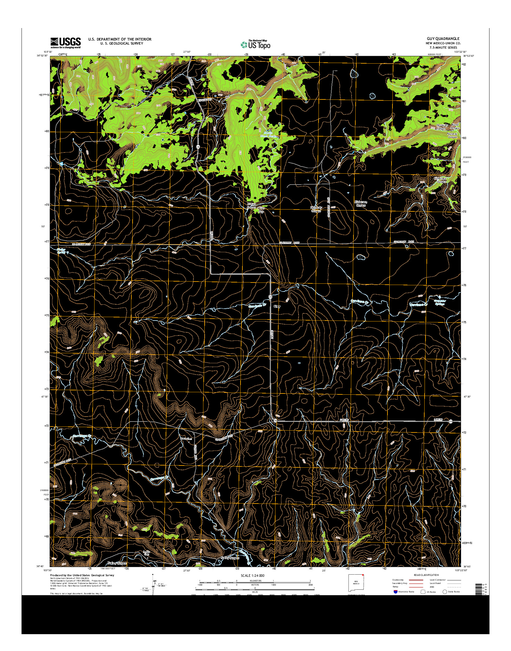 USGS US TOPO 7.5-MINUTE MAP FOR GUY, NM 2013