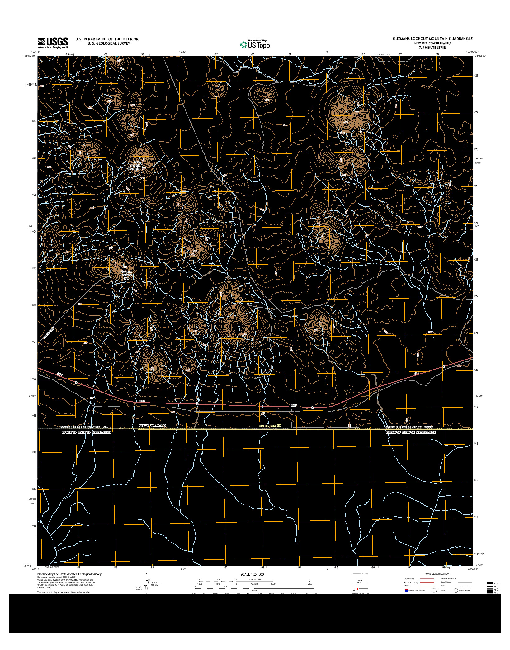 USGS US TOPO 7.5-MINUTE MAP FOR GUZMANS LOOKOUT MOUNTAIN, NM-CHH 2013