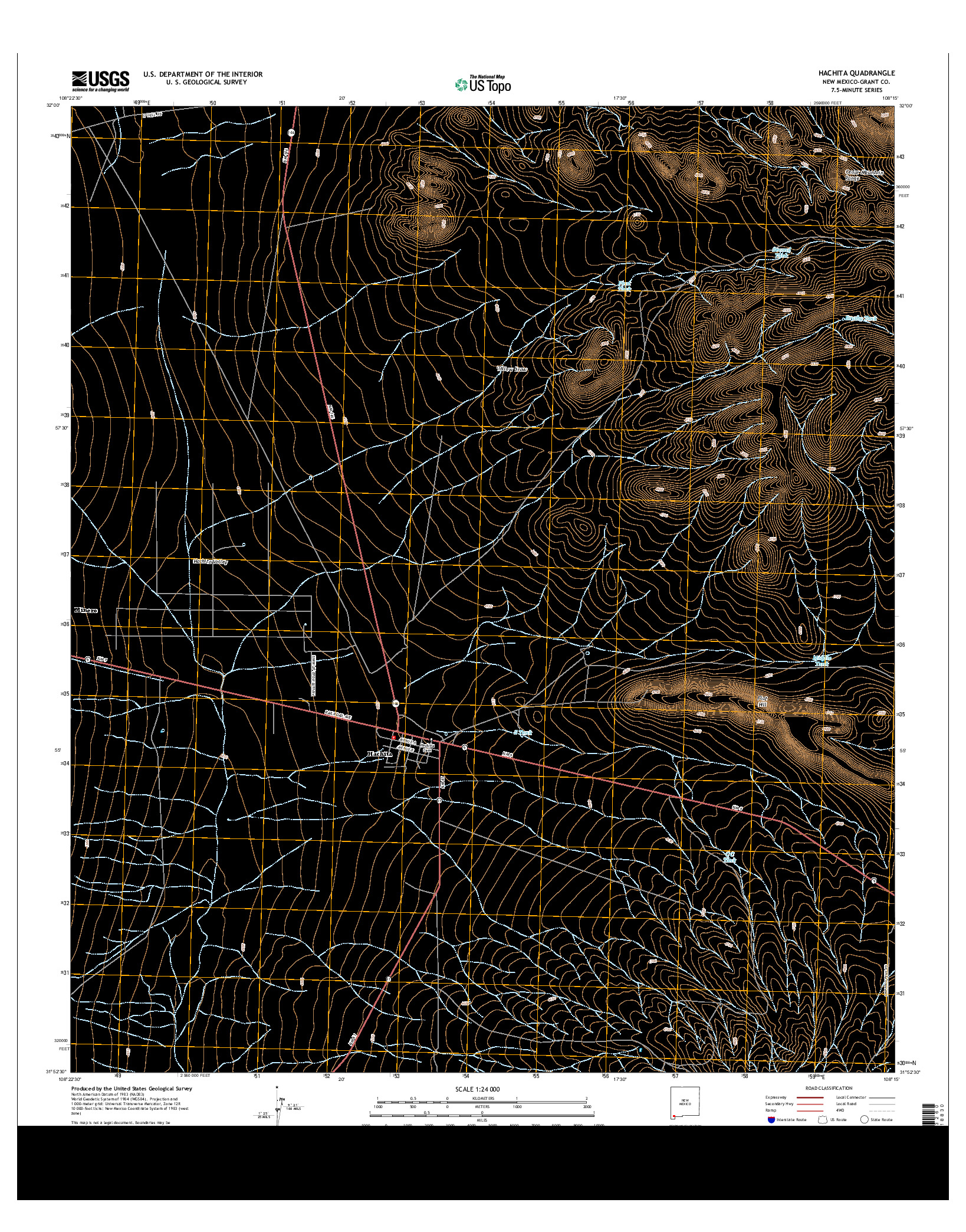 USGS US TOPO 7.5-MINUTE MAP FOR HACHITA, NM 2013