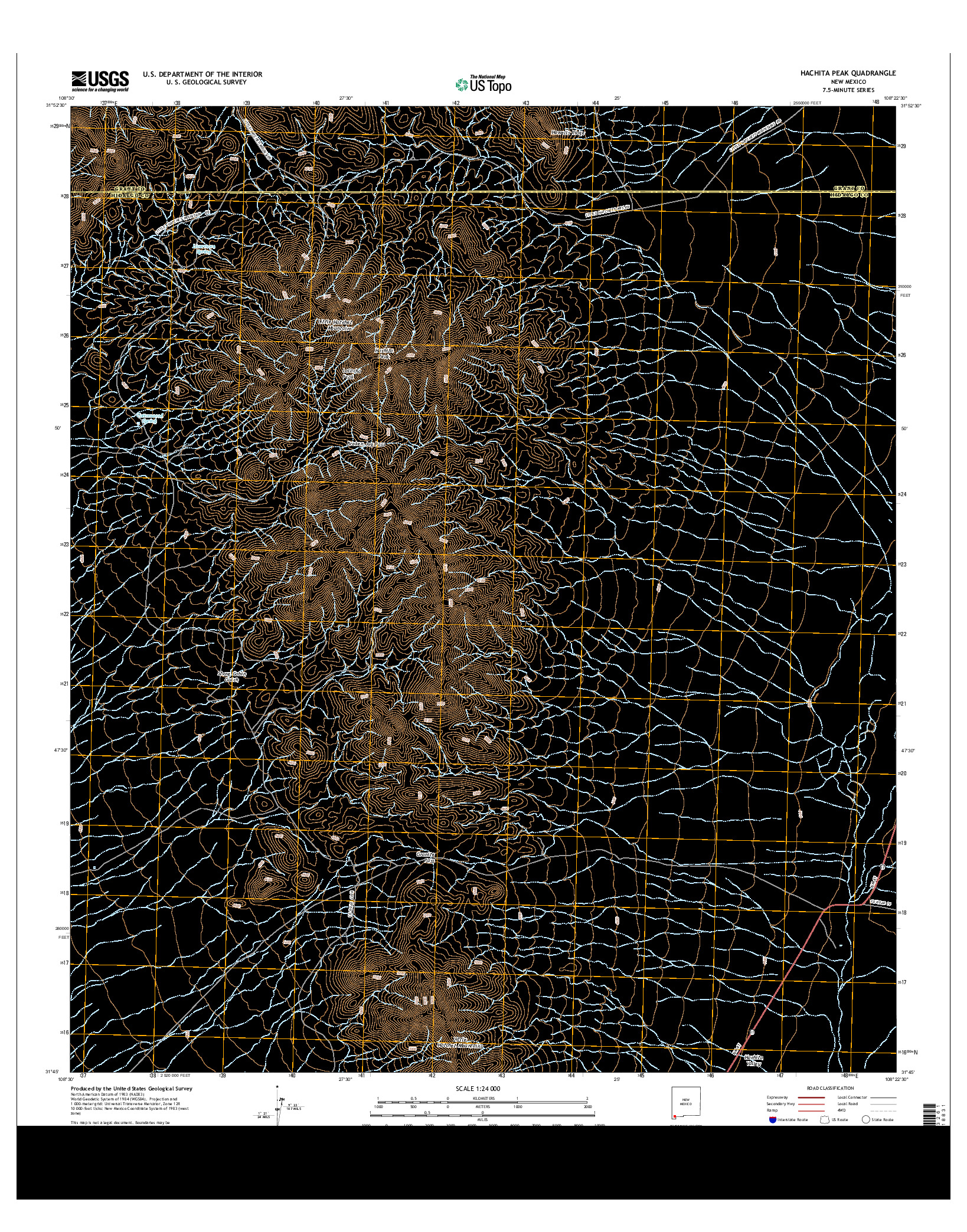 USGS US TOPO 7.5-MINUTE MAP FOR HACHITA PEAK, NM 2013