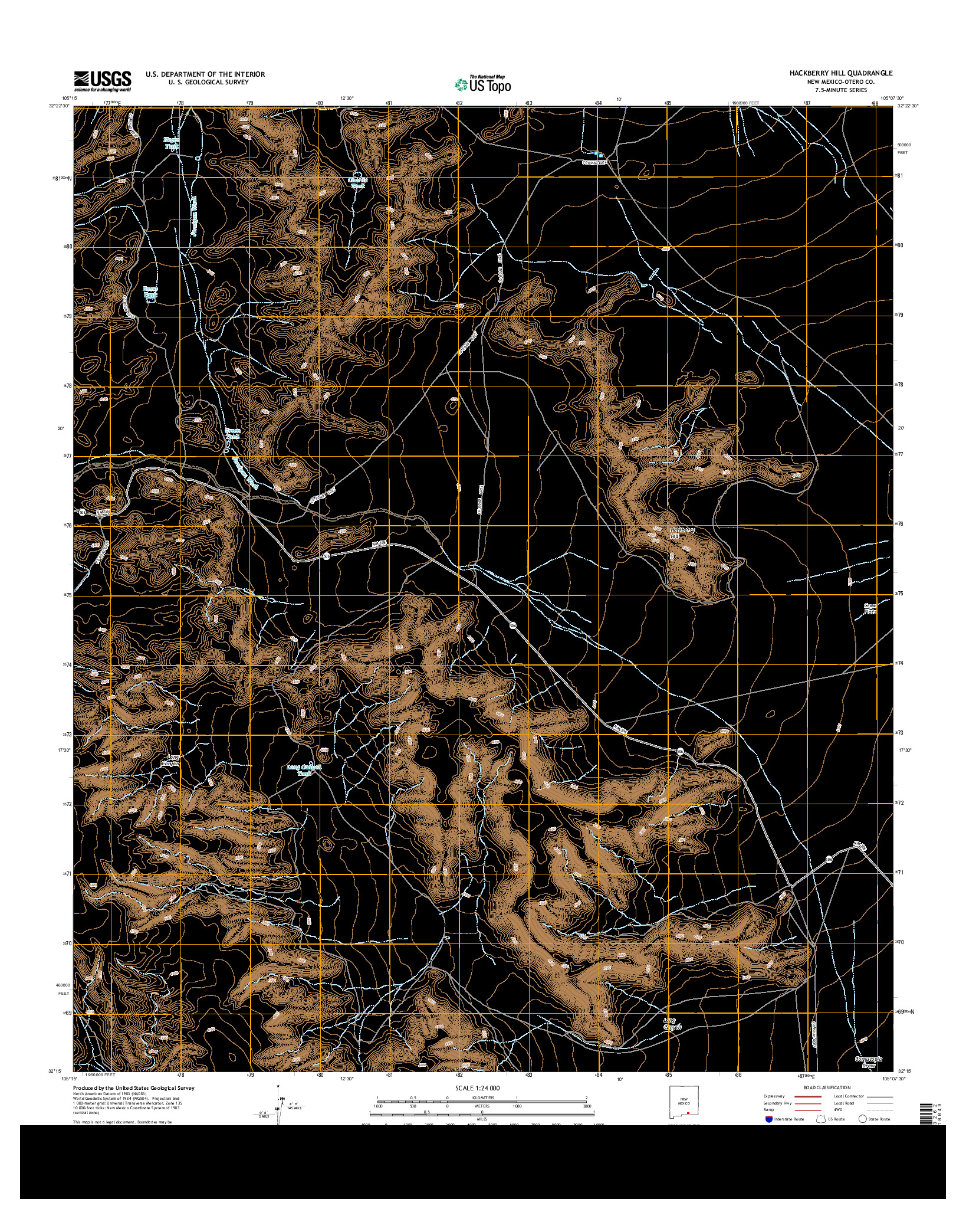 USGS US TOPO 7.5-MINUTE MAP FOR HACKBERRY HILL, NM 2013