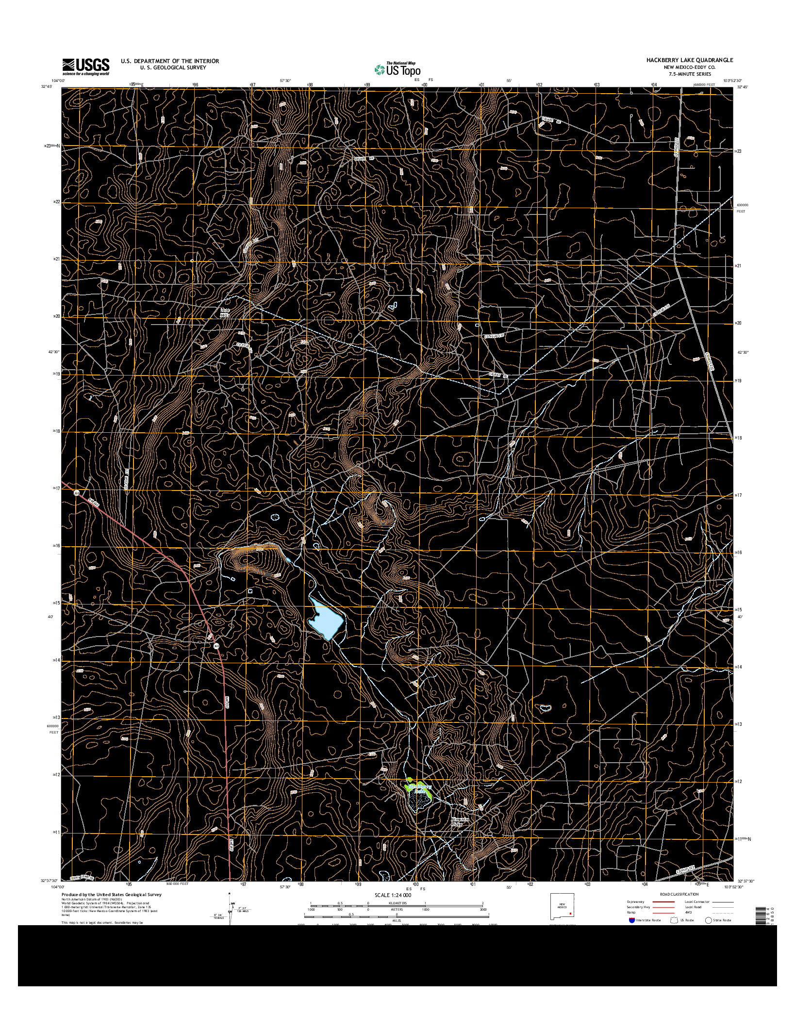 USGS US TOPO 7.5-MINUTE MAP FOR HACKBERRY LAKE, NM 2013