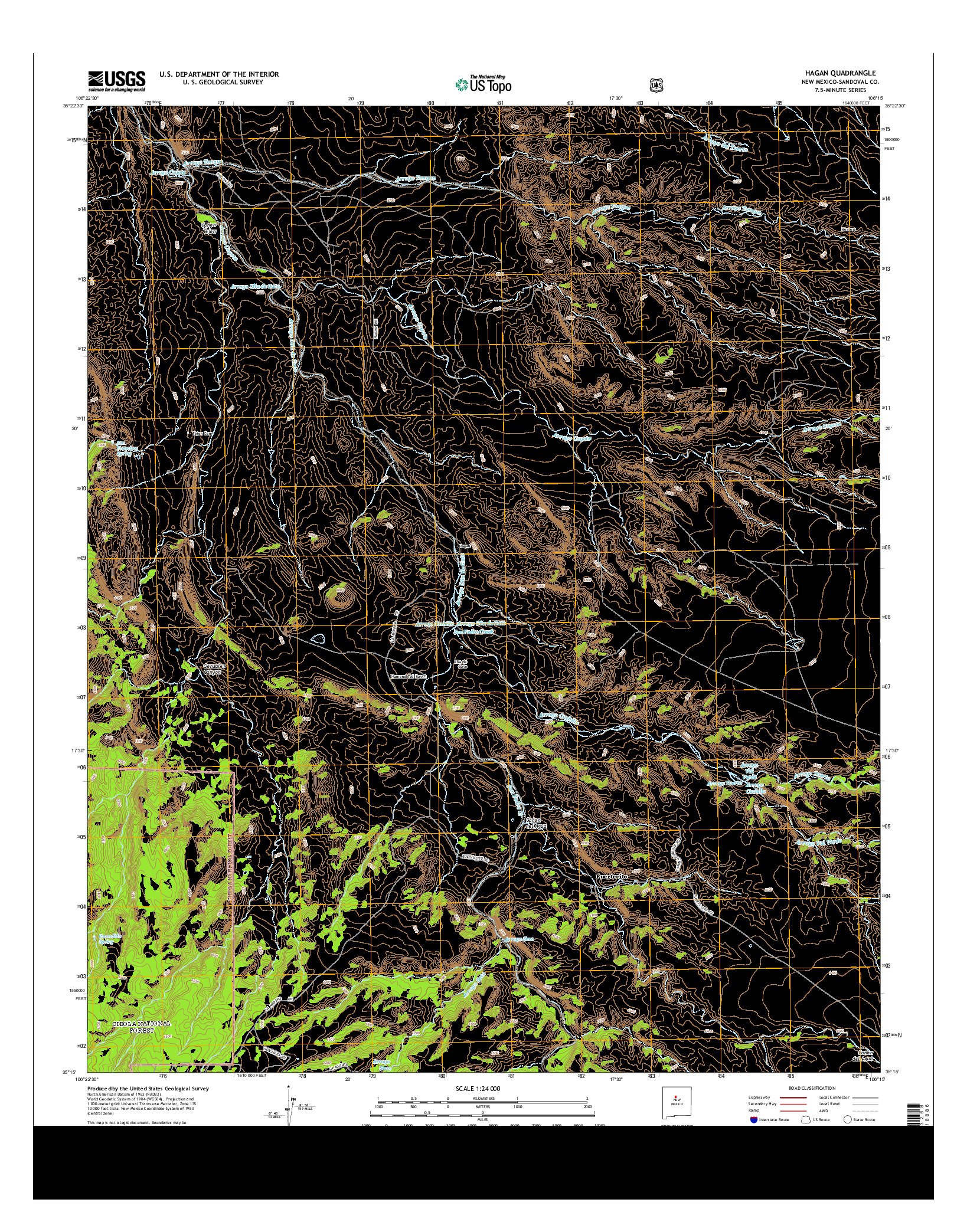 USGS US TOPO 7.5-MINUTE MAP FOR HAGAN, NM 2013
