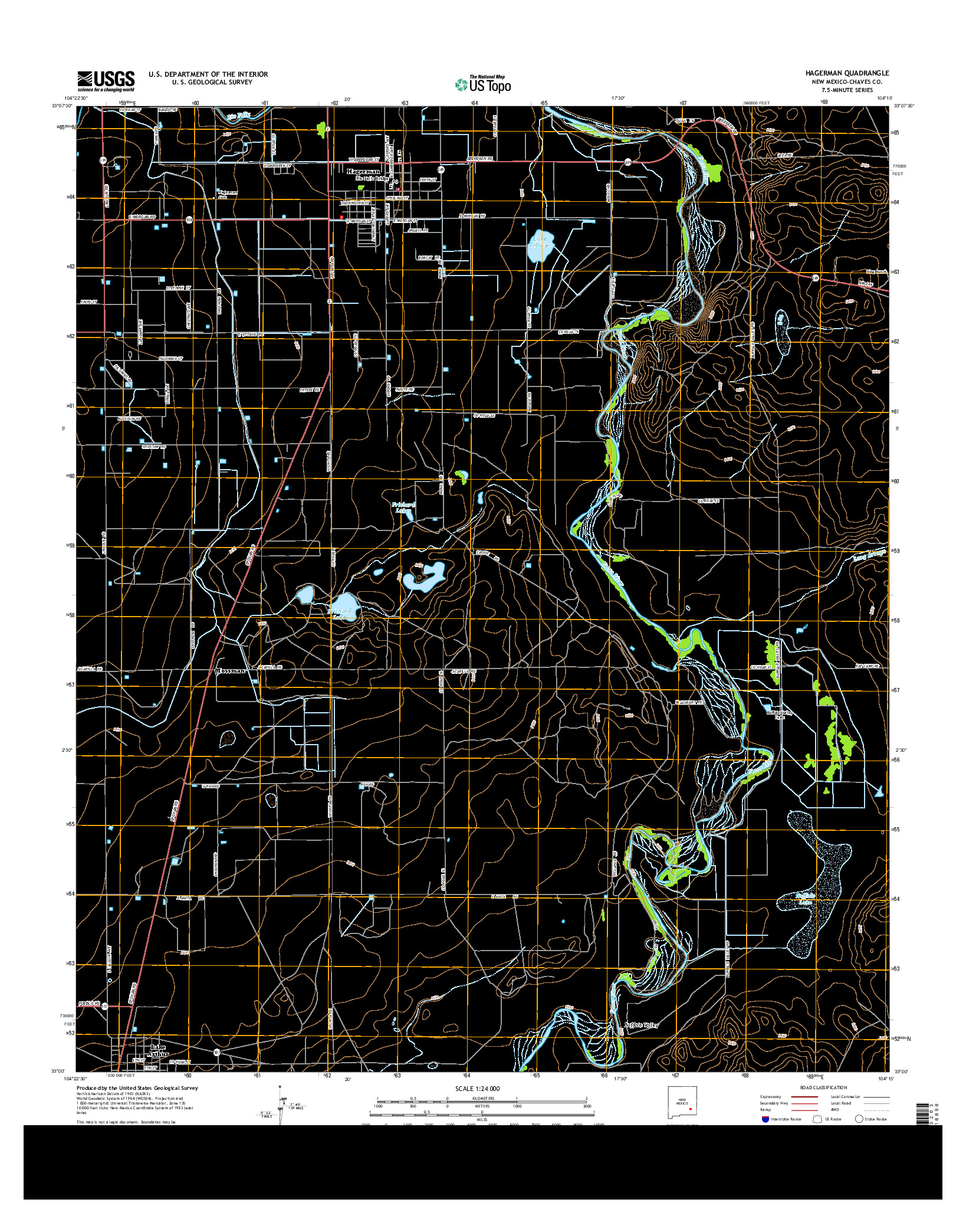 USGS US TOPO 7.5-MINUTE MAP FOR HAGERMAN, NM 2013