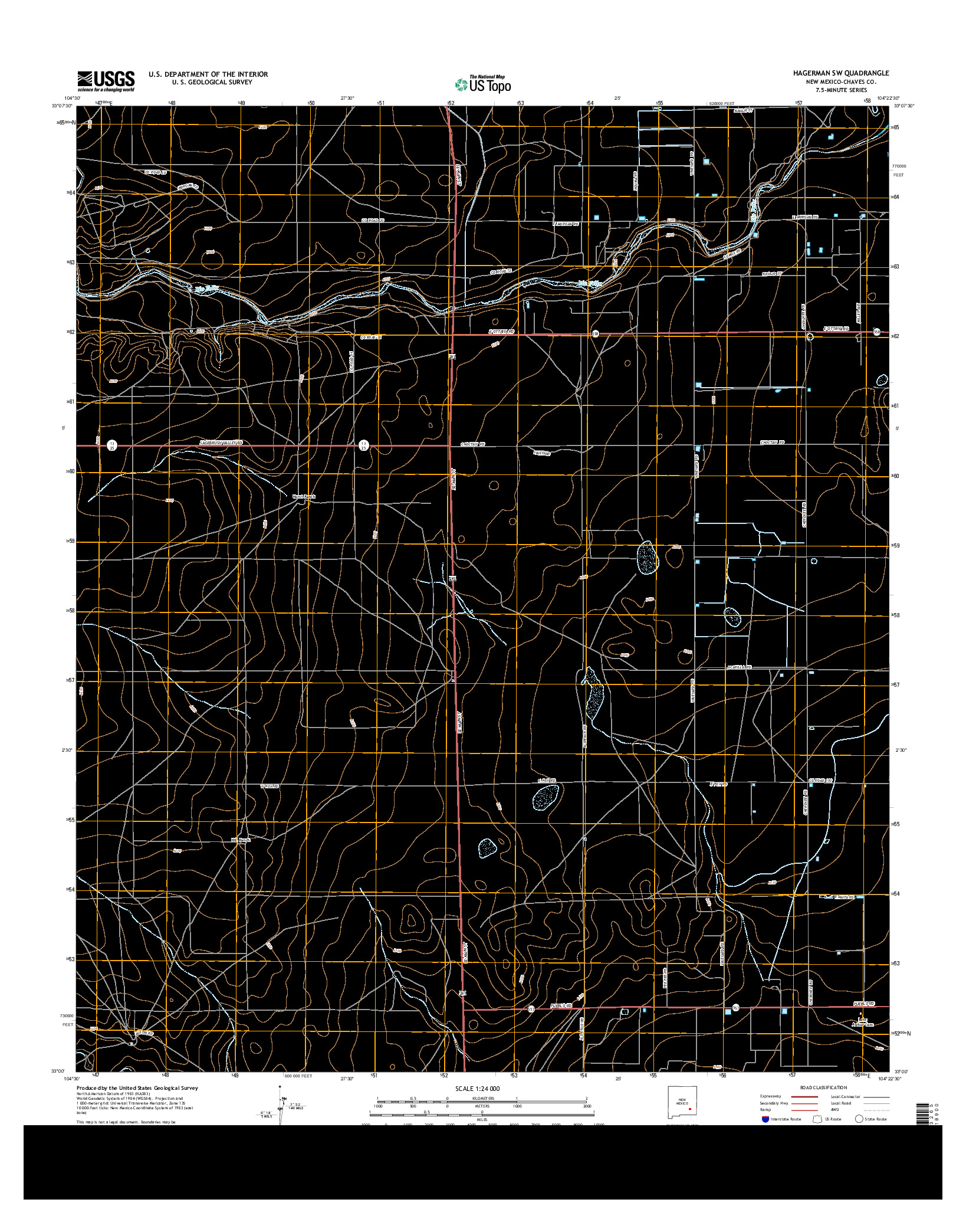 USGS US TOPO 7.5-MINUTE MAP FOR HAGERMAN SW, NM 2013