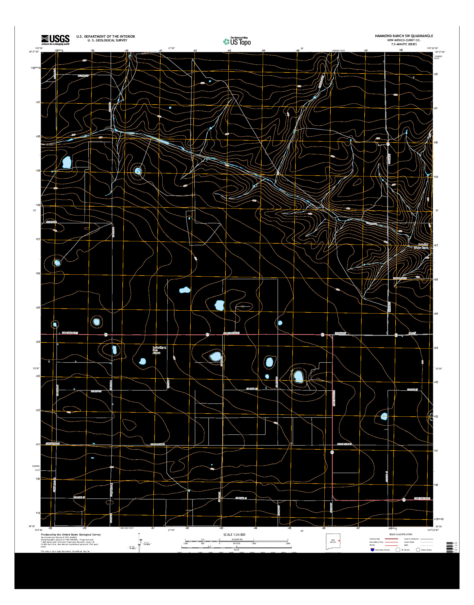 USGS US TOPO 7.5-MINUTE MAP FOR HAMMOND RANCH SW, NM 2013