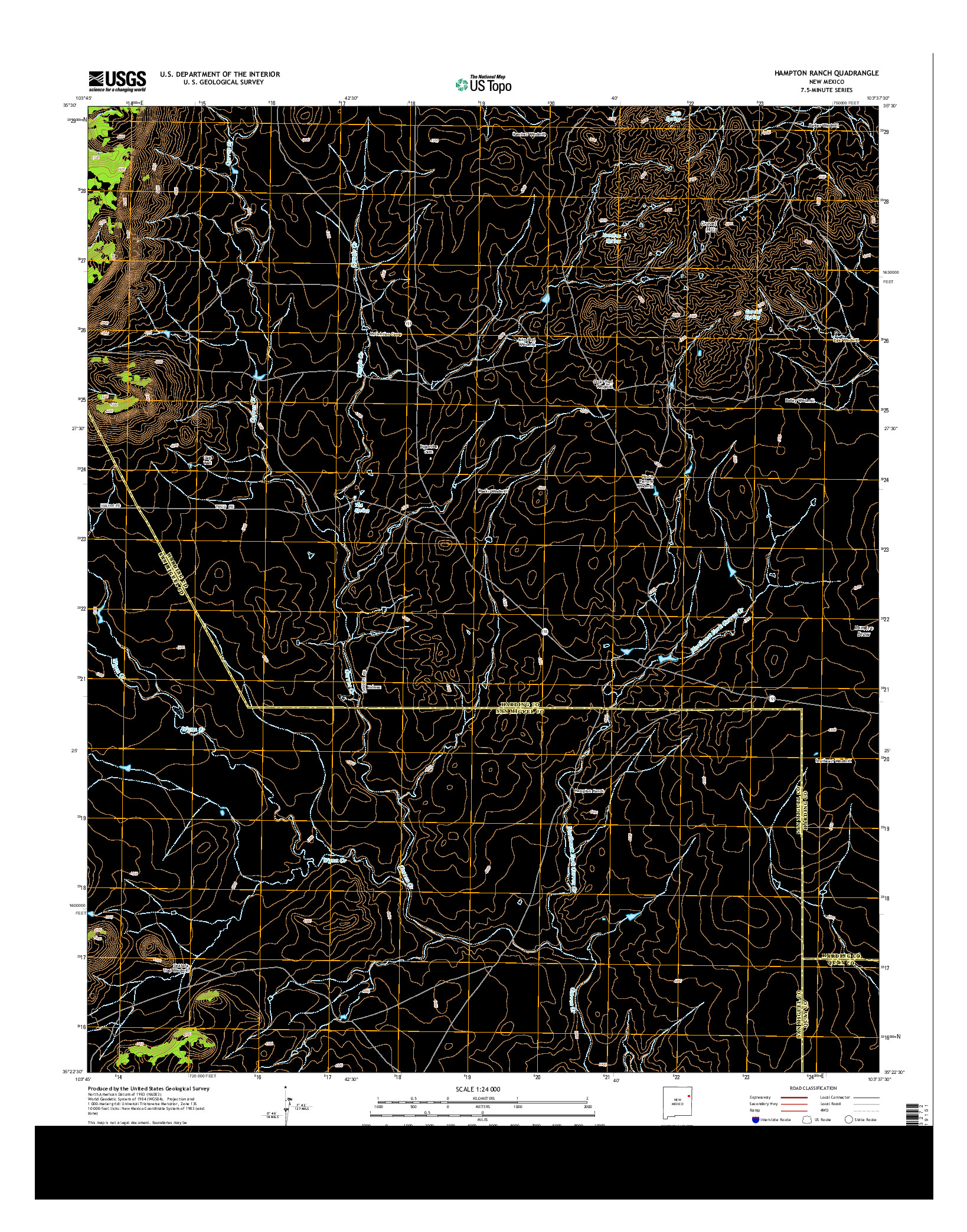 USGS US TOPO 7.5-MINUTE MAP FOR HAMPTON RANCH, NM 2013