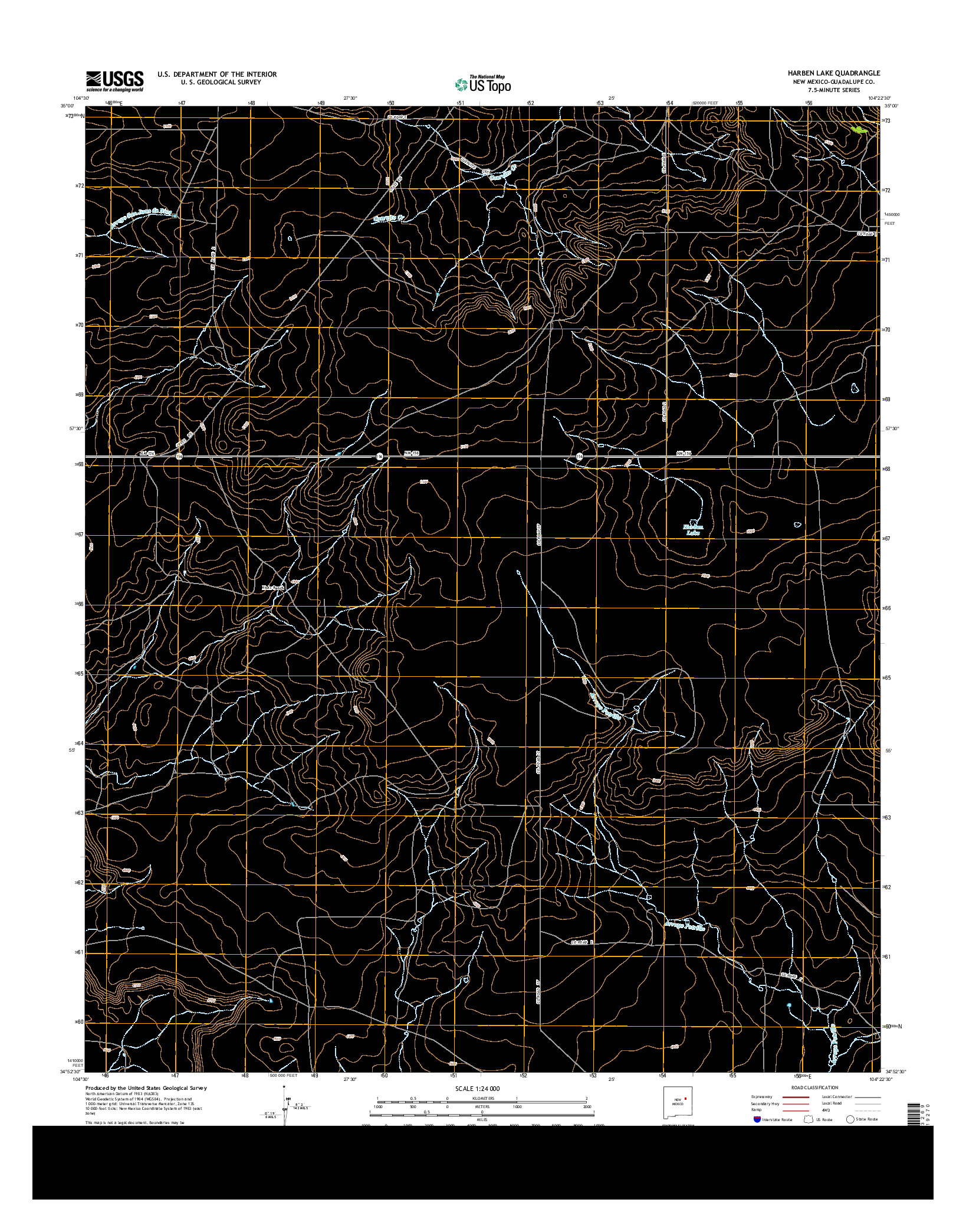 USGS US TOPO 7.5-MINUTE MAP FOR HARBEN LAKE, NM 2013