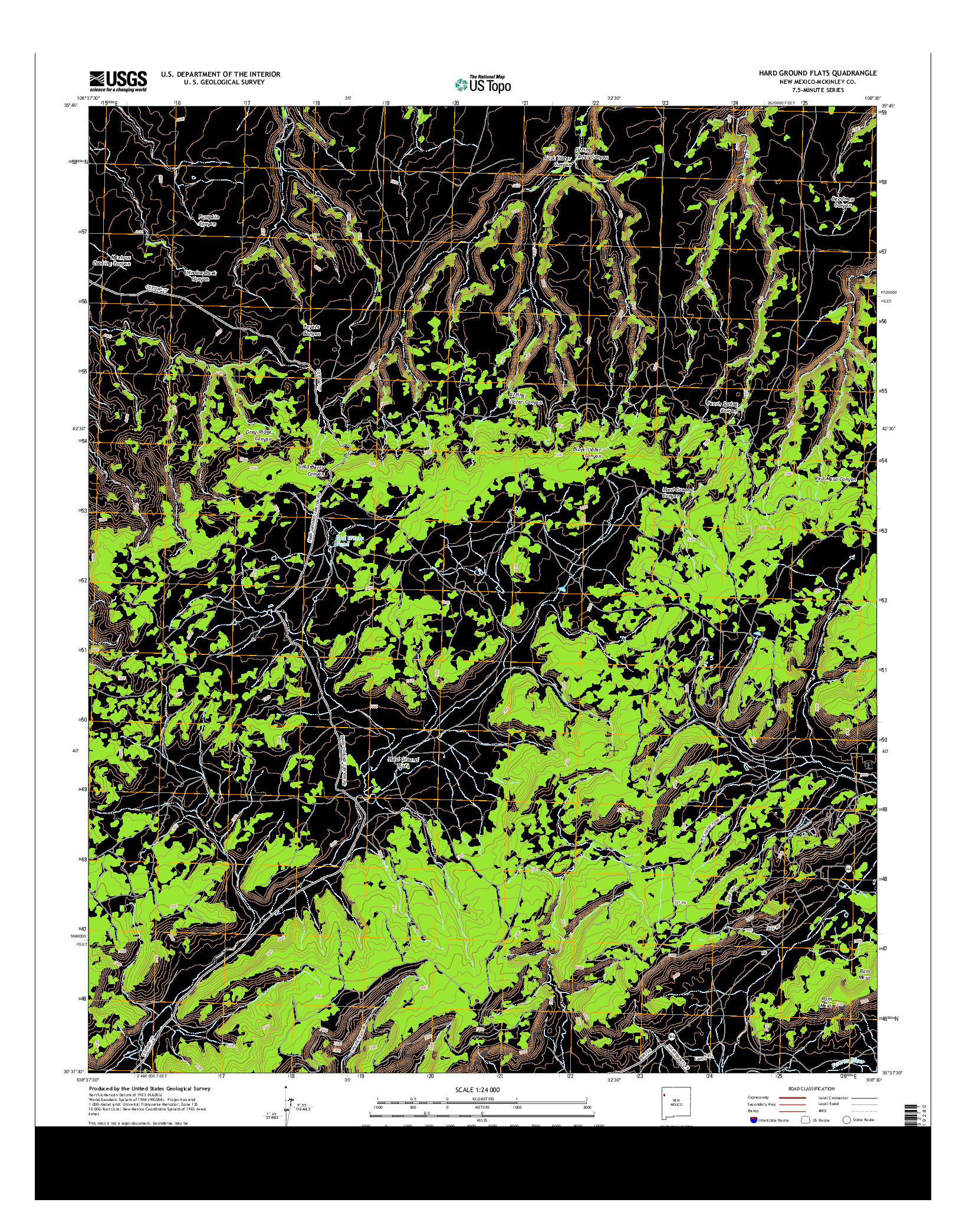 USGS US TOPO 7.5-MINUTE MAP FOR HARD GROUND FLATS, NM 2013