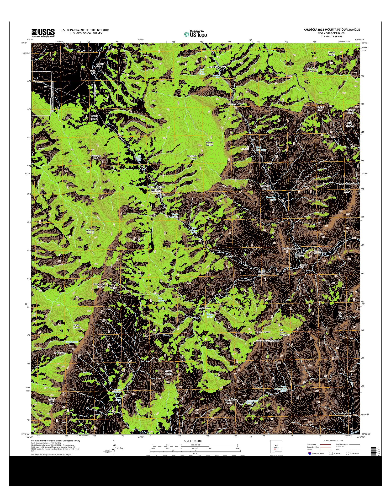 USGS US TOPO 7.5-MINUTE MAP FOR HARDSCRABBLE MOUNTAINS, NM 2013