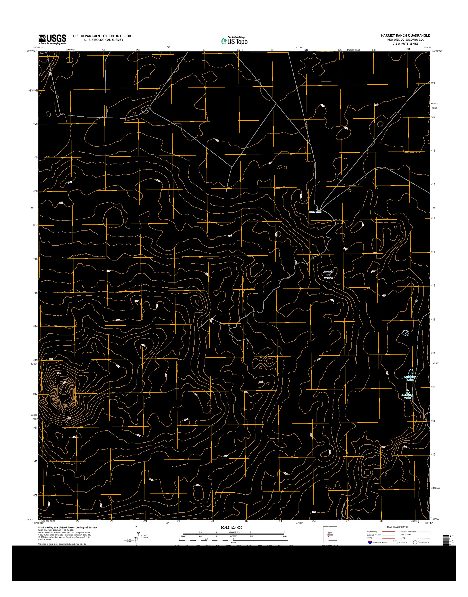 USGS US TOPO 7.5-MINUTE MAP FOR HARRIET RANCH, NM 2013