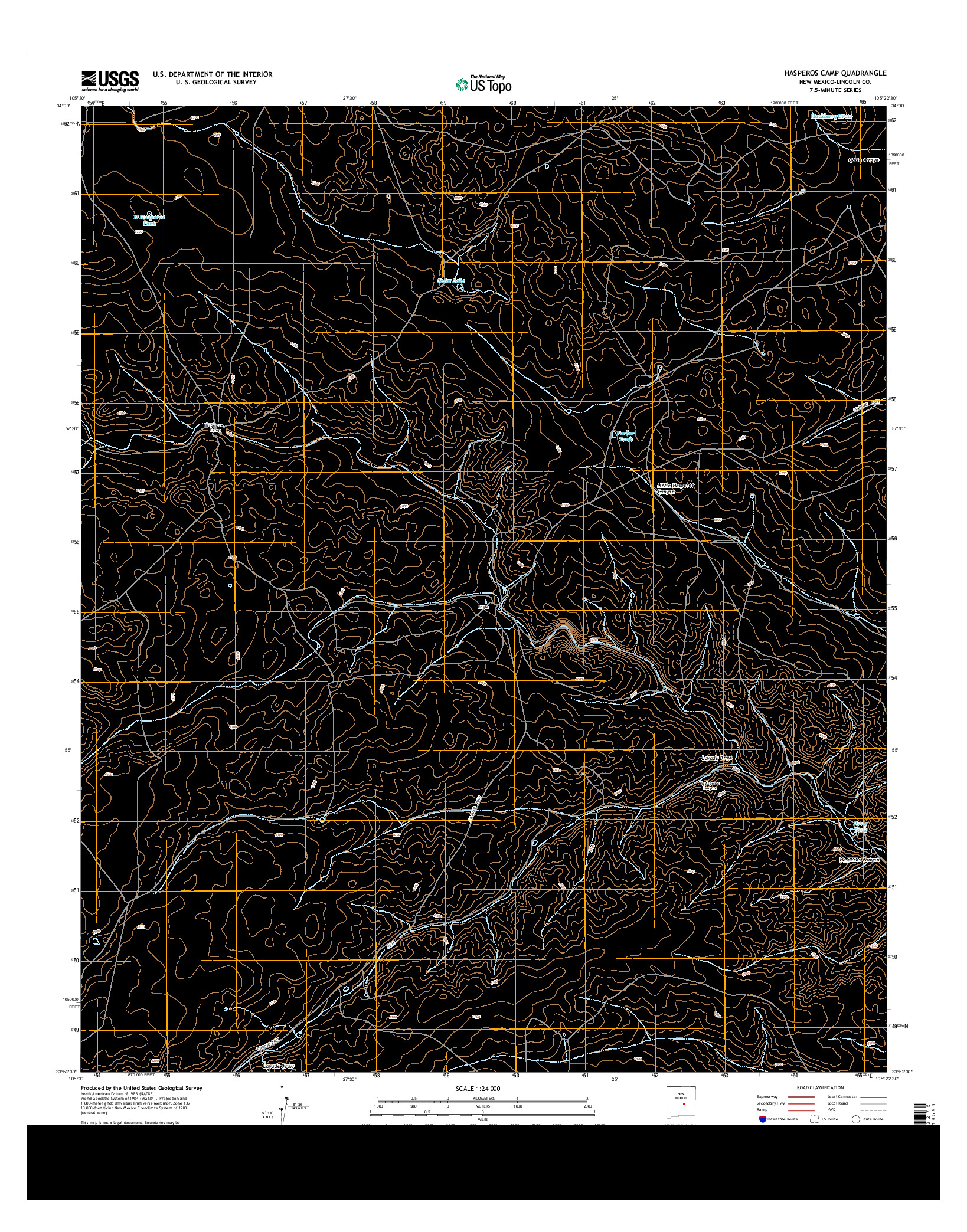 USGS US TOPO 7.5-MINUTE MAP FOR HASPEROS CAMP, NM 2013