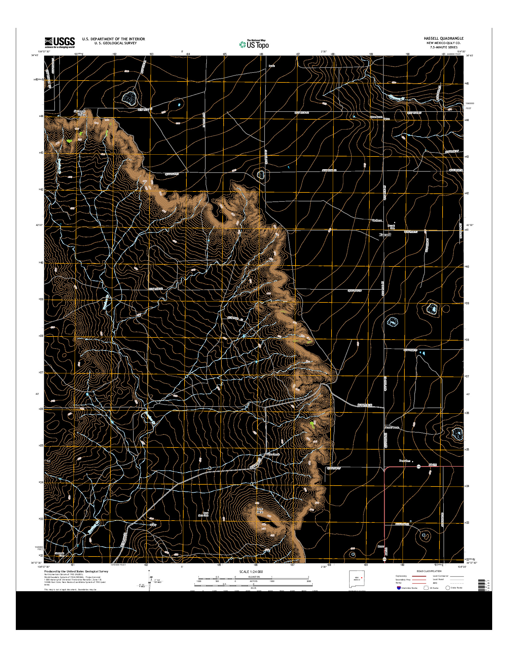 USGS US TOPO 7.5-MINUTE MAP FOR HASSELL, NM 2013