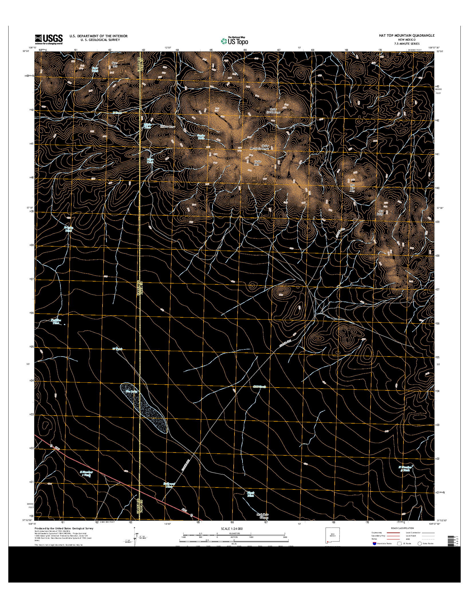 USGS US TOPO 7.5-MINUTE MAP FOR HAT TOP MOUNTAIN, NM 2013