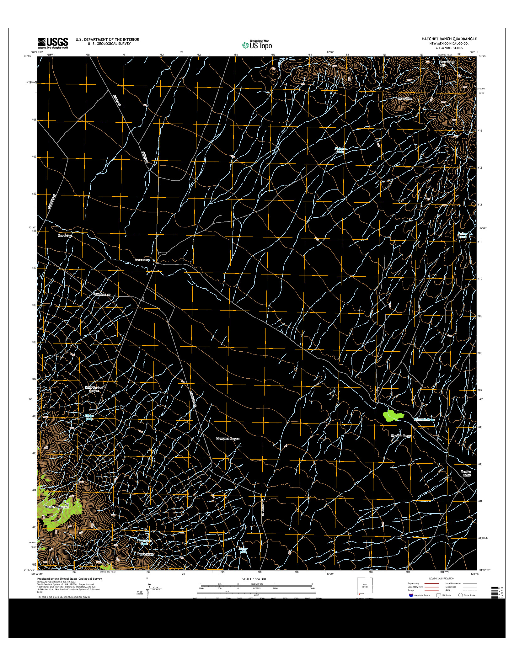 USGS US TOPO 7.5-MINUTE MAP FOR HATCHET RANCH, NM 2013