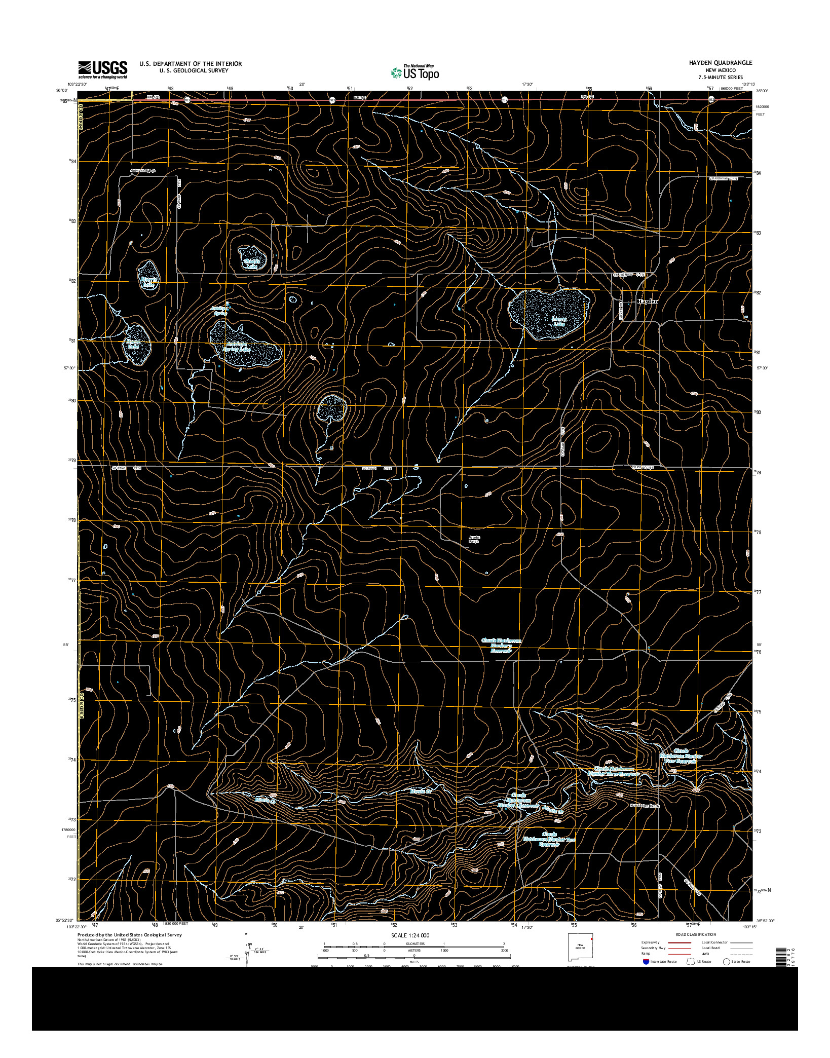 USGS US TOPO 7.5-MINUTE MAP FOR HAYDEN, NM 2013