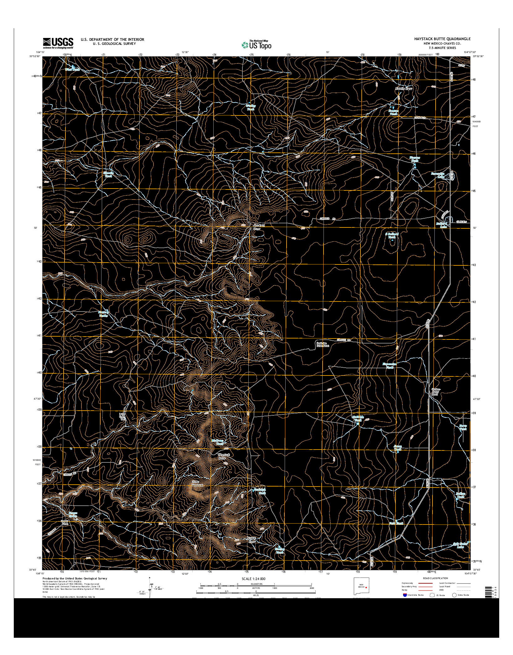 USGS US TOPO 7.5-MINUTE MAP FOR HAYSTACK BUTTE, NM 2013